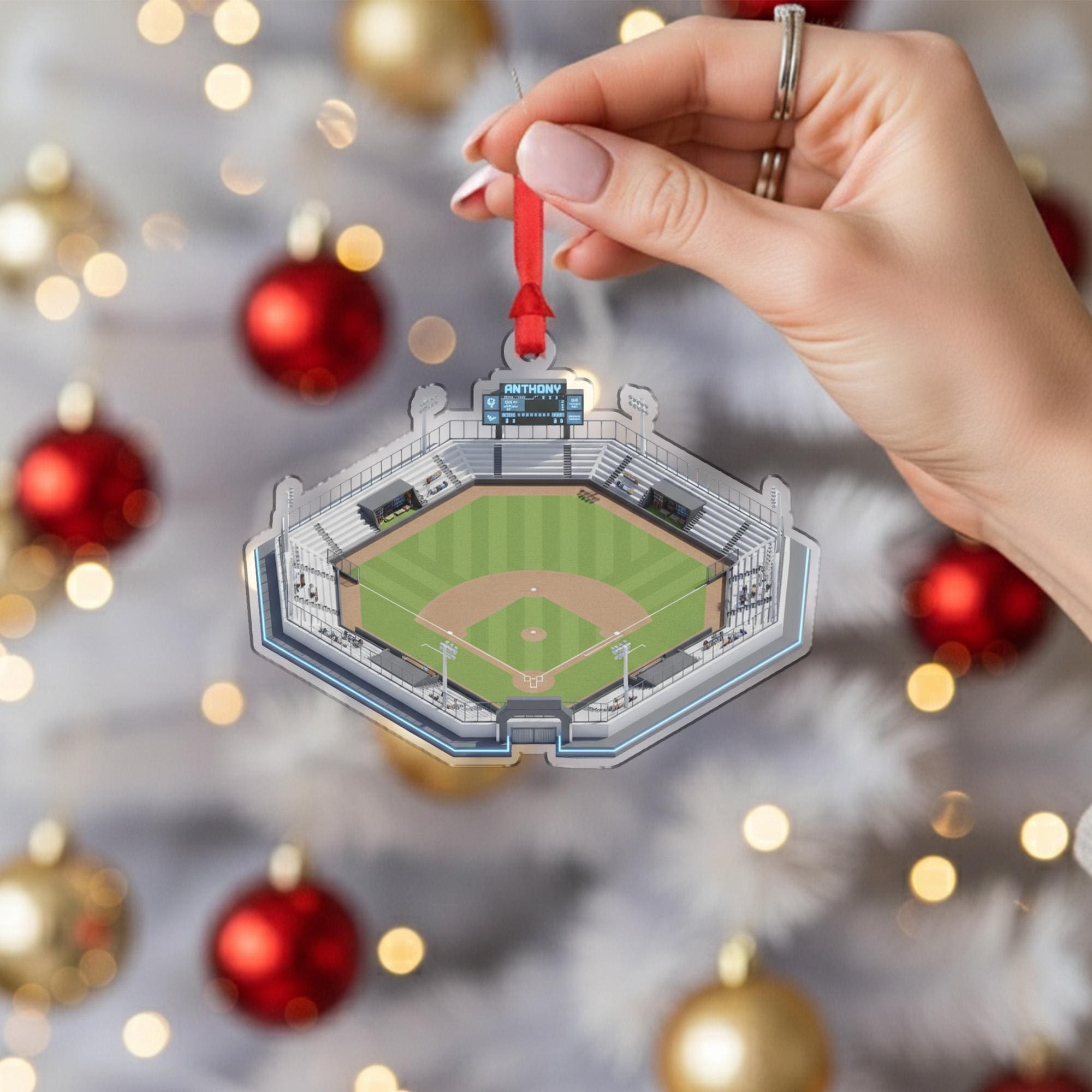 Personalized Baseball Stadium Ornament – Custom Ballpark Christmas Gift with Name