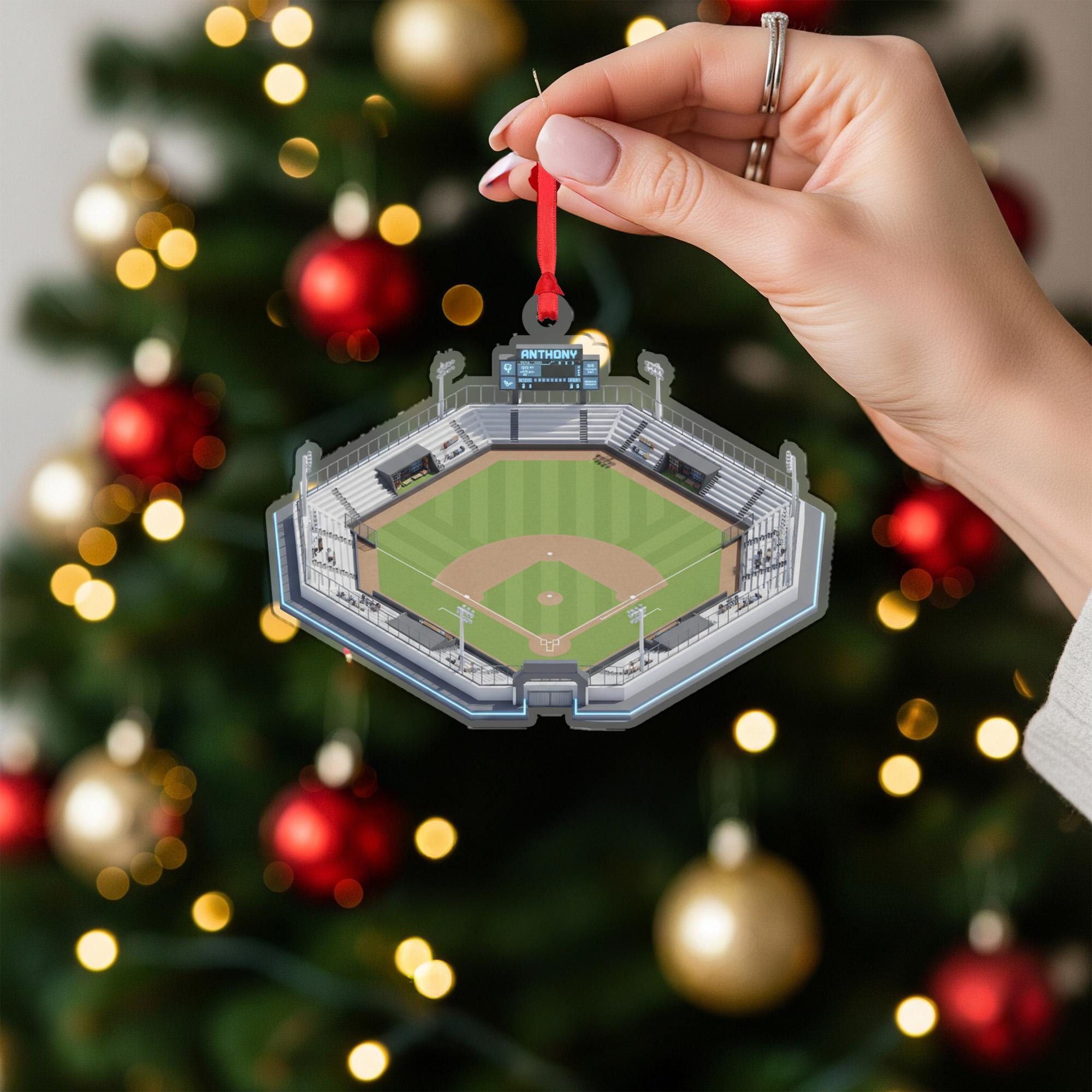 Personalized Baseball Stadium Ornament – Custom Ballpark Christmas Gift with Name