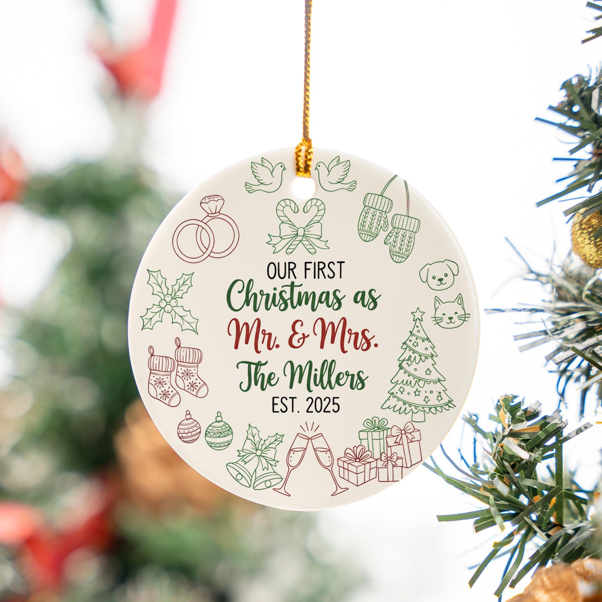 Personalized Mr & Mrs First Christmas Ornament: Newlywed Gift