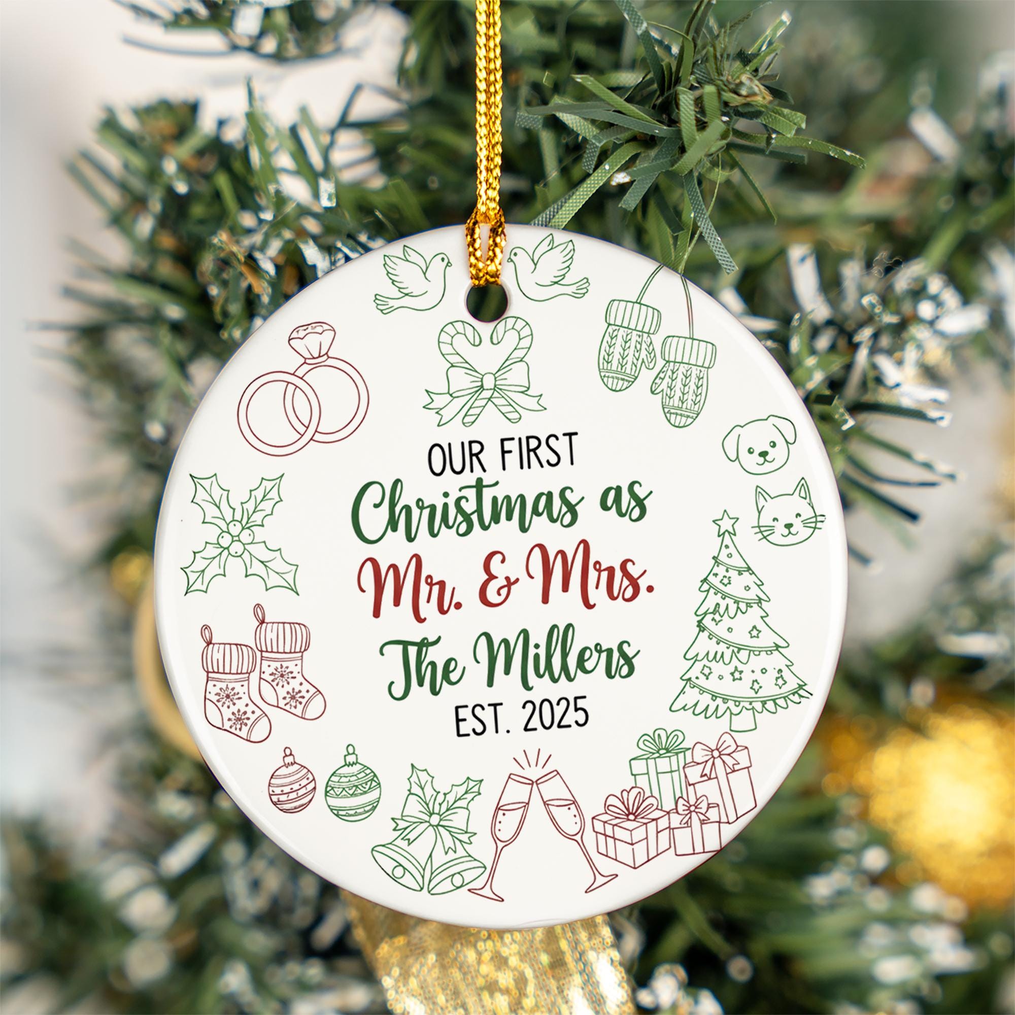 Personalized Mr & Mrs First Christmas Ornament: Newlywed Gift