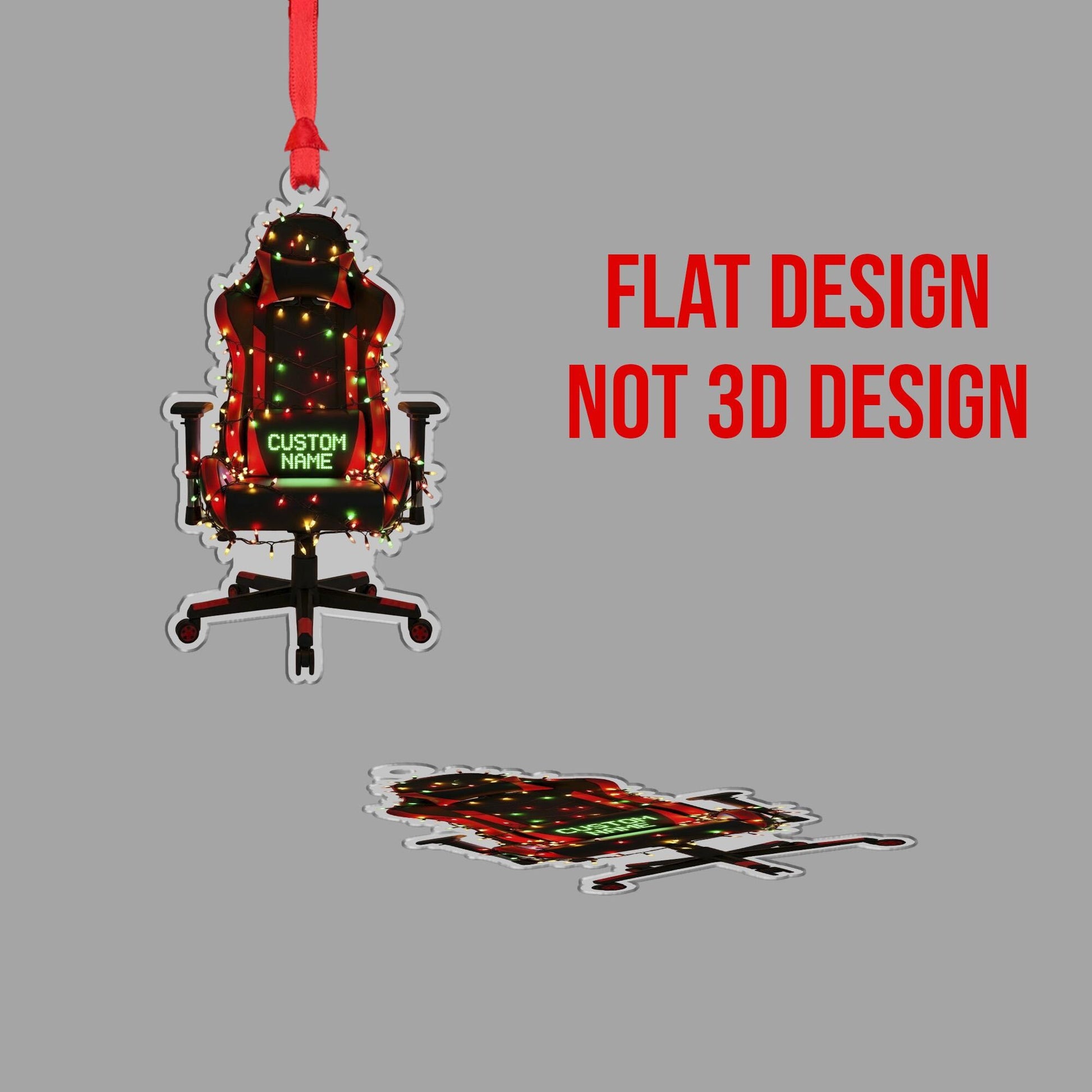 Personalized Gaming Chair Ornament – Custom Name Gamer Christmas Gift for PC Setup Decor