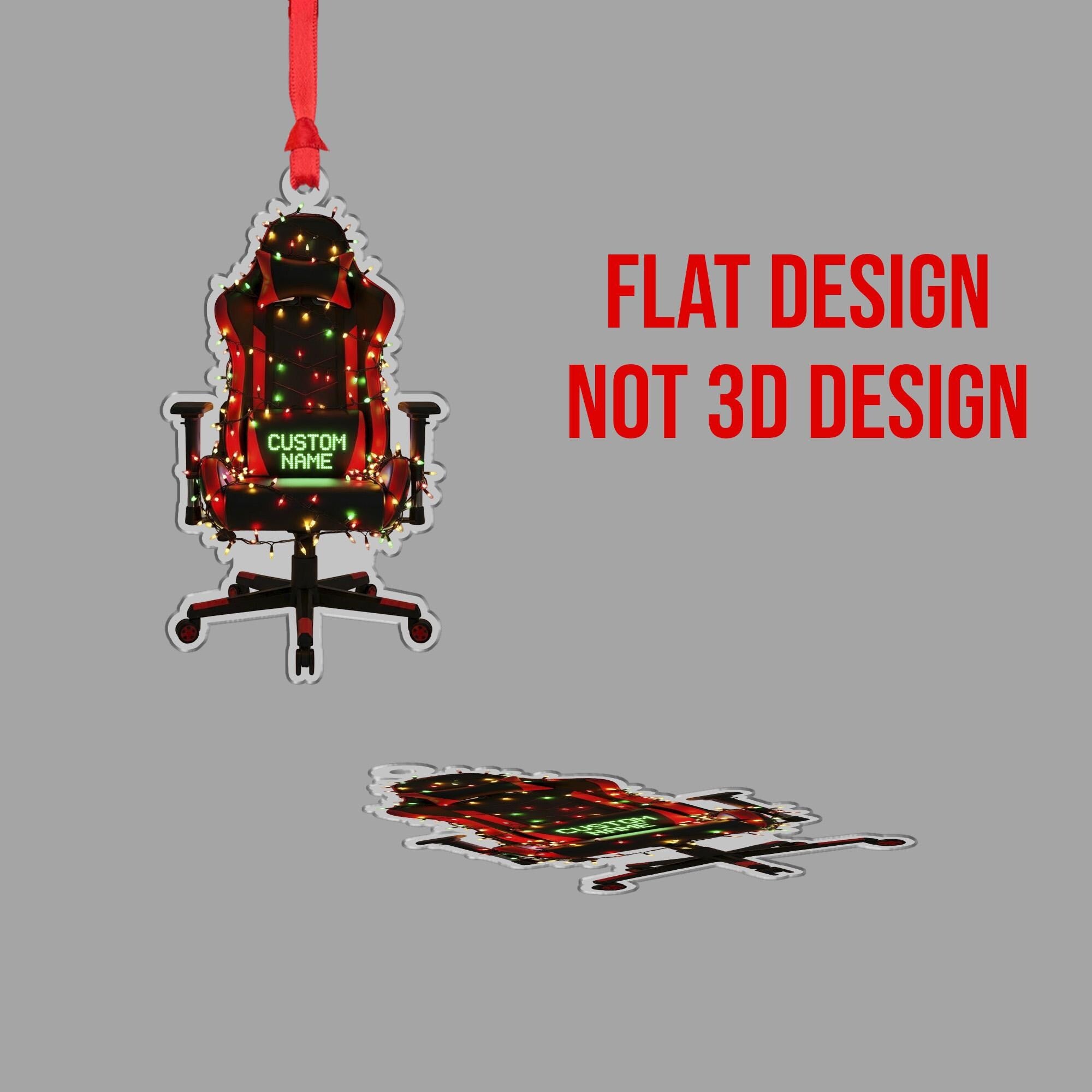Personalized Gaming Chair Ornament – Custom Name Gamer Christmas Gift for PC Setup Decor