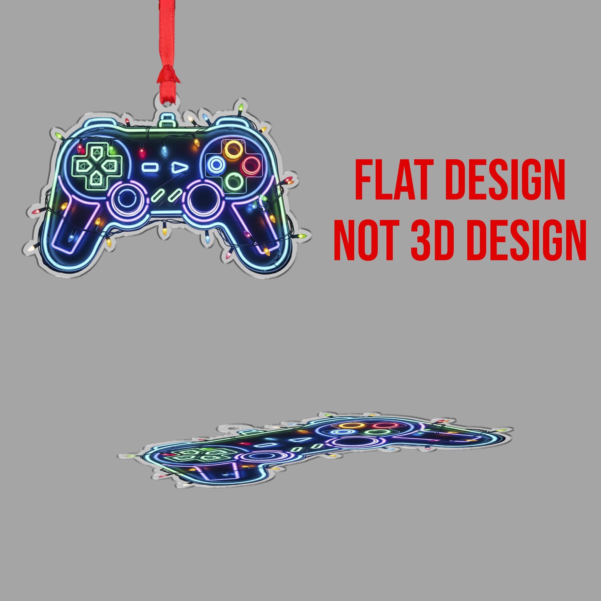 Gaming Controller Christmas Ornament – Neon Gamer Tree Decor Video Game Gift