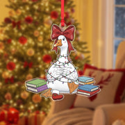 Book Lover Goose Christmas Ornament – Funny Reading Decor Gift for Readers and Bookworms