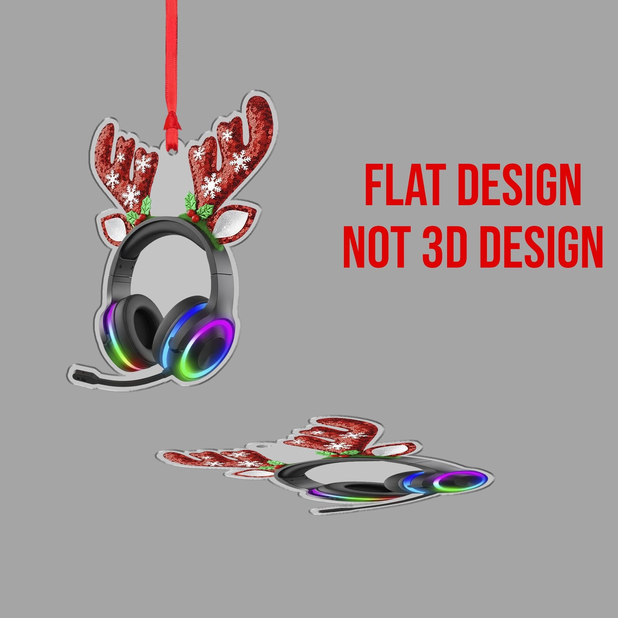 Gaming Headset Christmas Ornament – Funny Reindeer Gamer Tree Decor Gift for Streamers