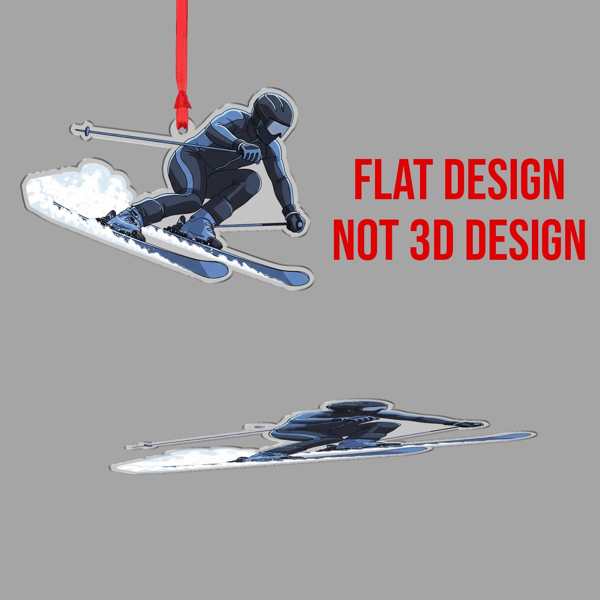 Skiing Christmas Ornament – Winter Sports Skier Tree Decor Gift for Ski Lovers