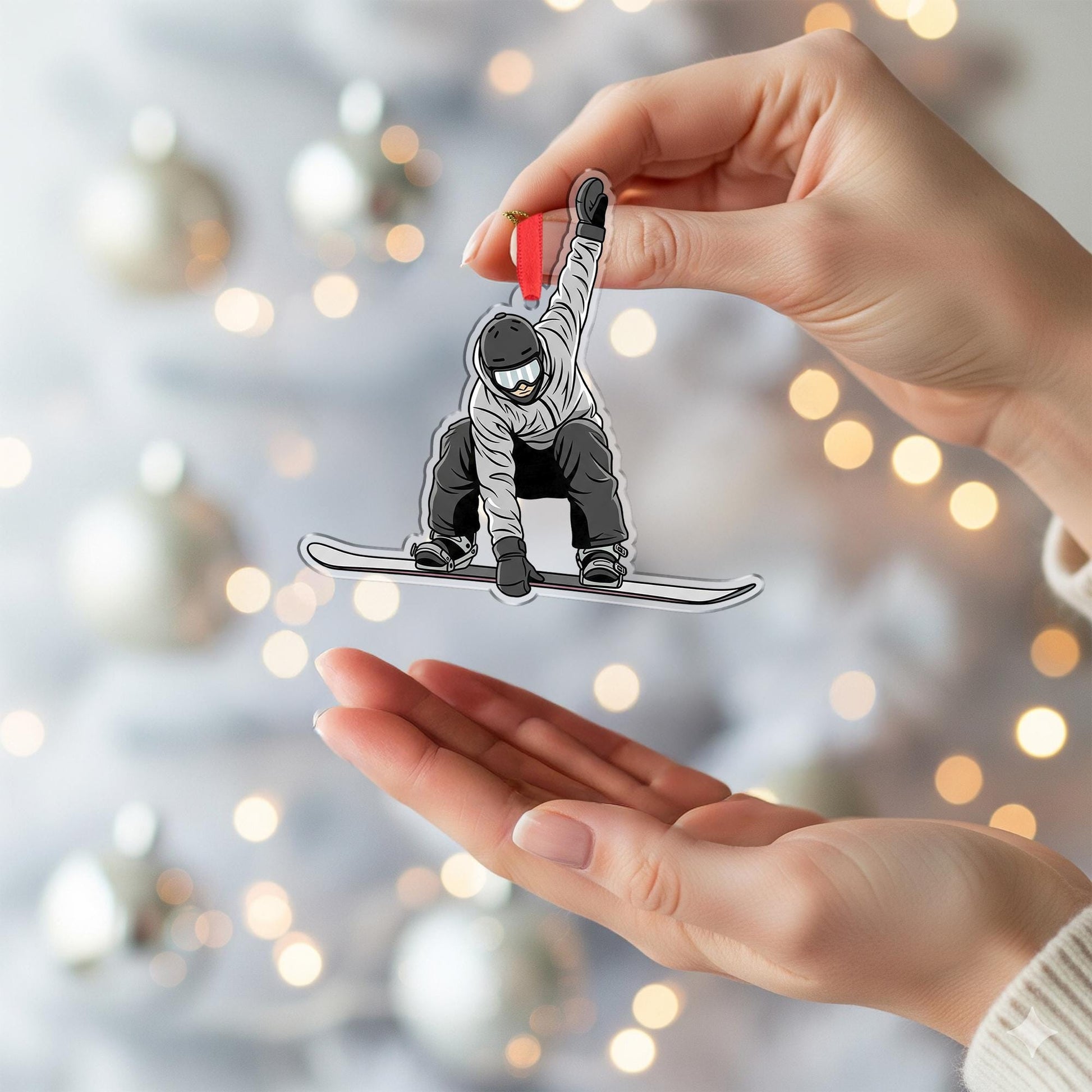 Custom Snowboarder Christmas Ornament – Personalized Winter Sports Tree Decor Gift for Snowboard Lovers