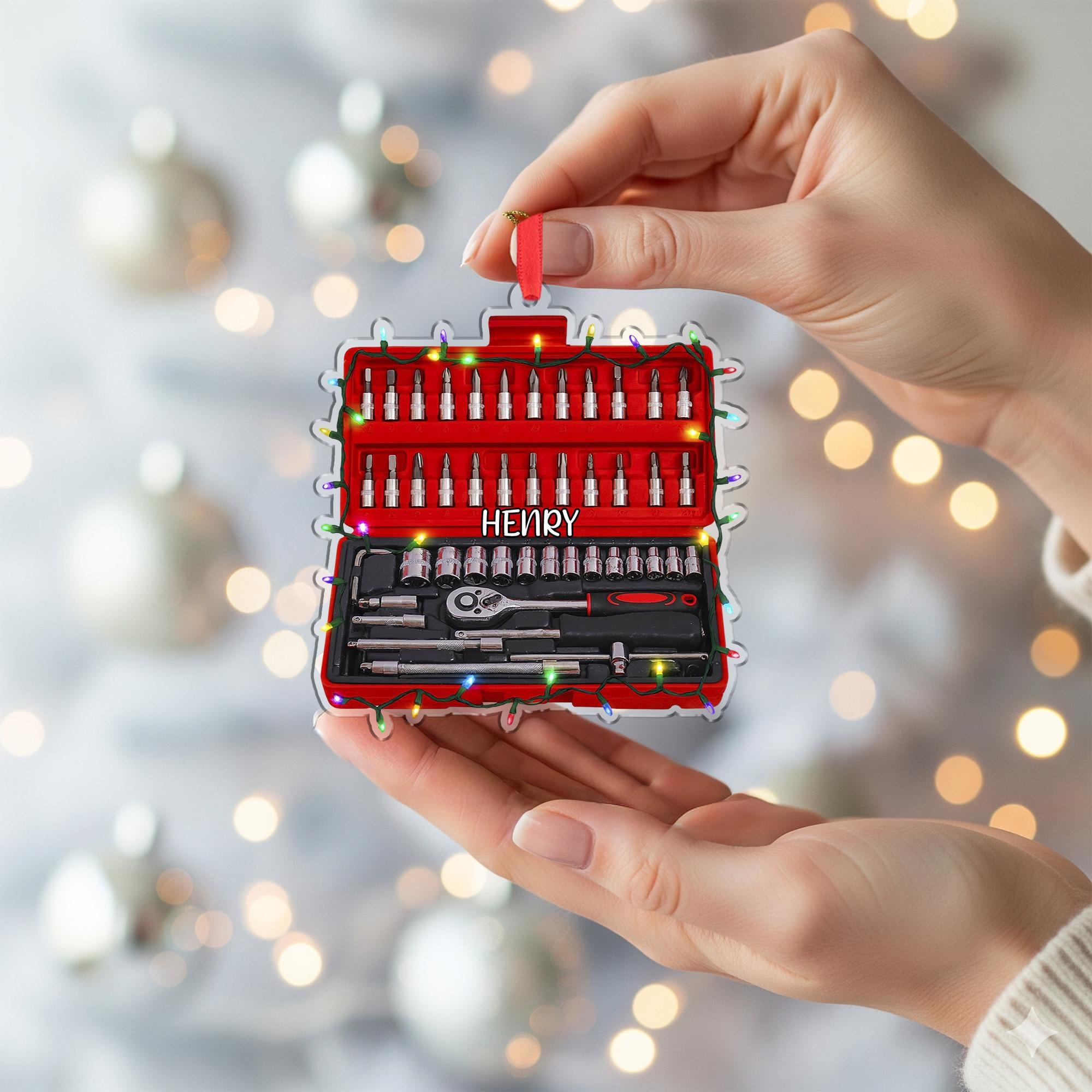 Personalized Tool Box Ornament - Mechanic's Christmas Gift