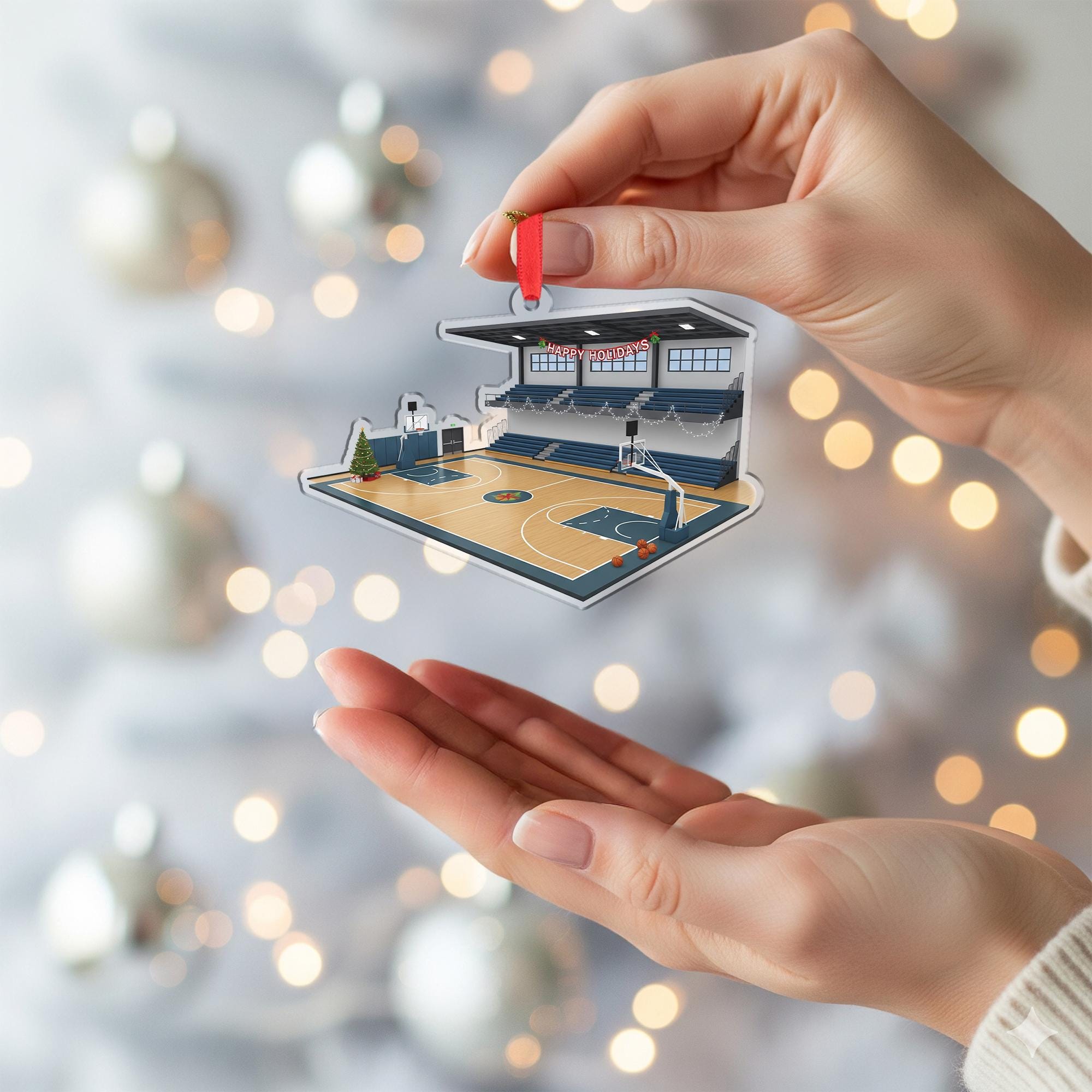 Basketball Court Christmas Ornament: Sports Fan Holiday Tree Decor