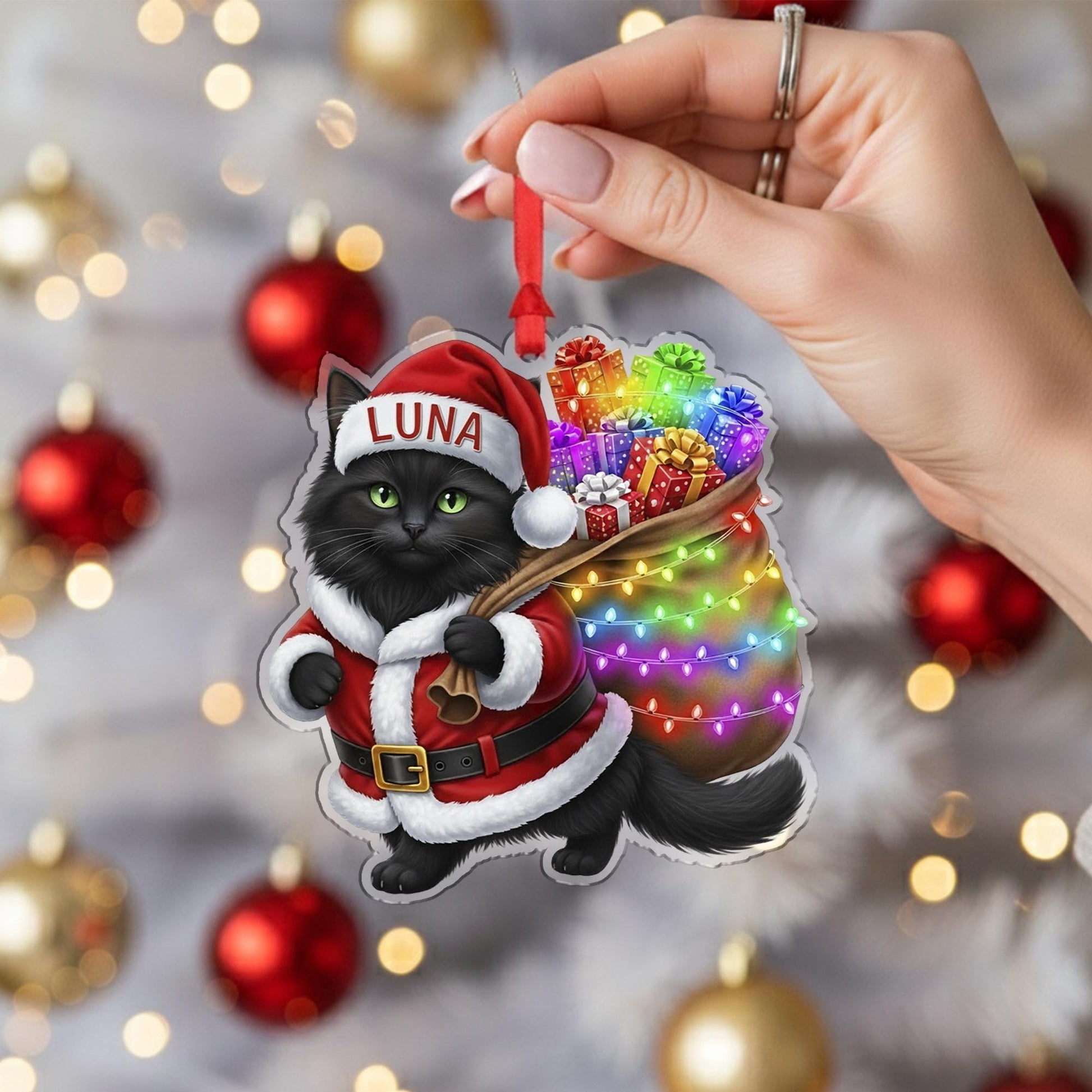 Personalized Cat Christmas Ornament: Custom Pet Holiday Keepsake