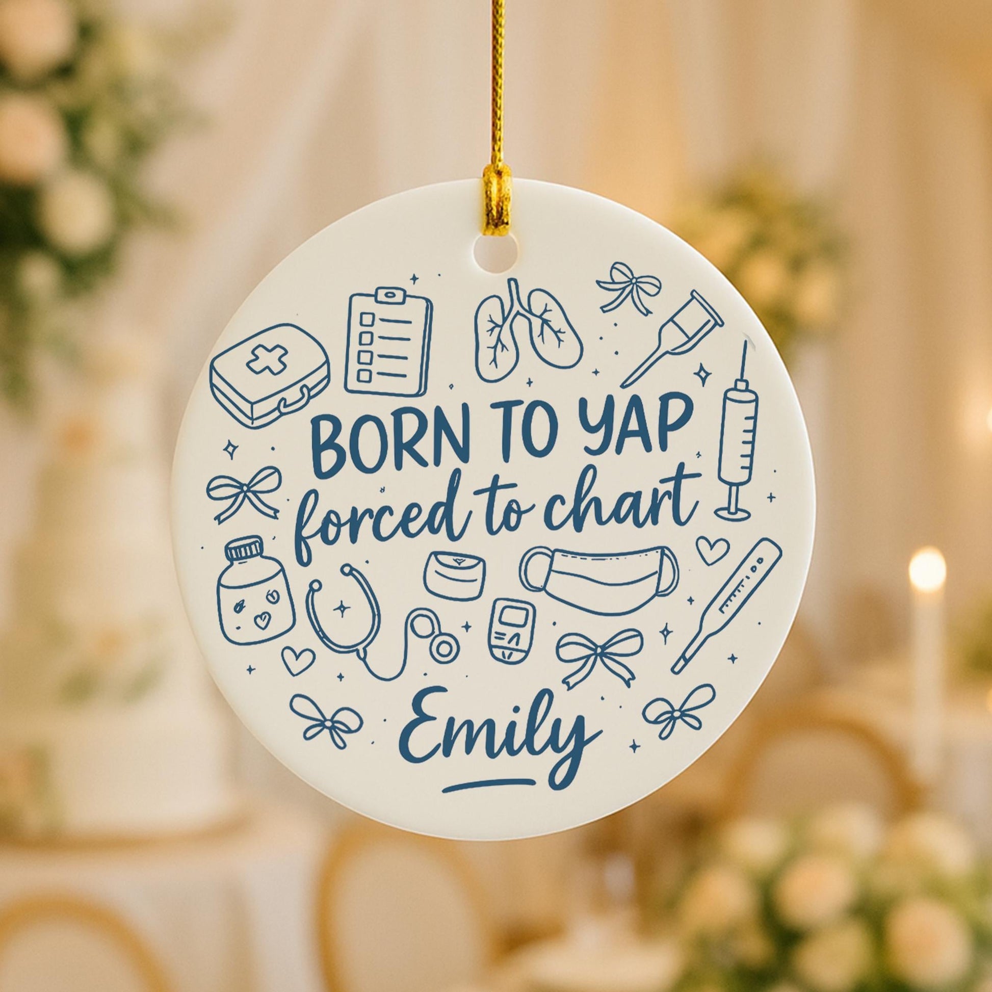 Funny Nurse Ornament with Name | Personalized Nurse Gift | Christmas Medical Appreciation Decoration