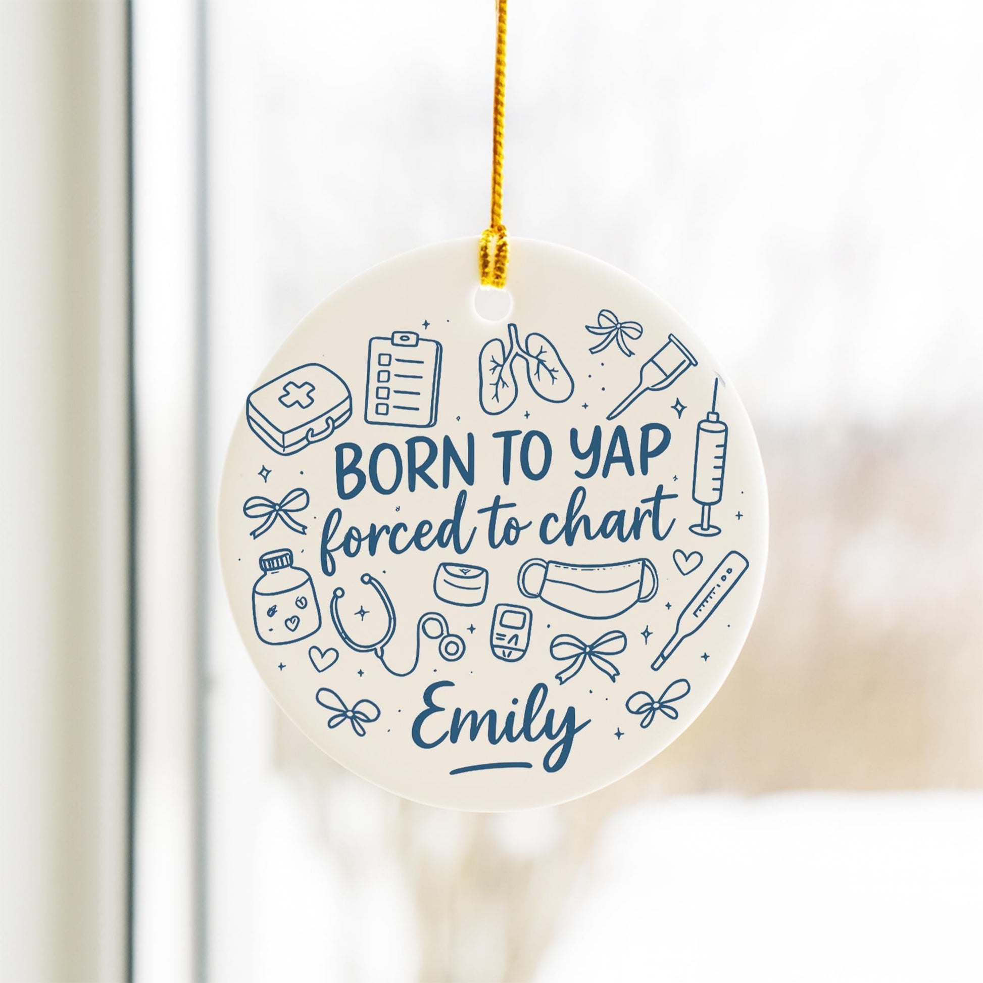 Funny Nurse Ornament with Name | Personalized Nurse Gift | Christmas Medical Appreciation Decoration