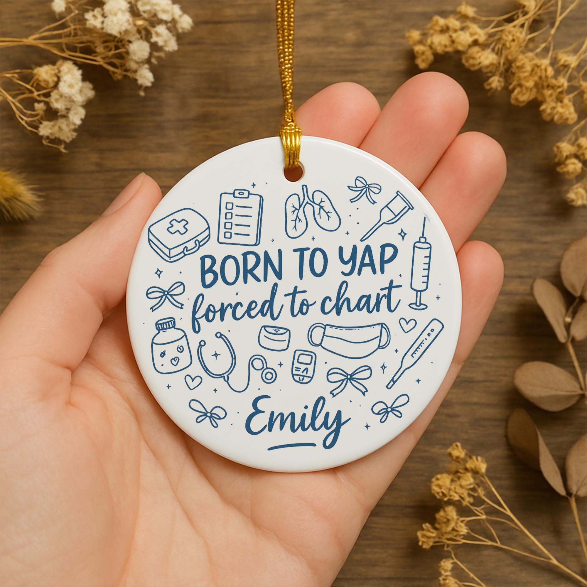 Funny Nurse Ornament with Name | Personalized Nurse Gift | Christmas Medical Appreciation Decoration