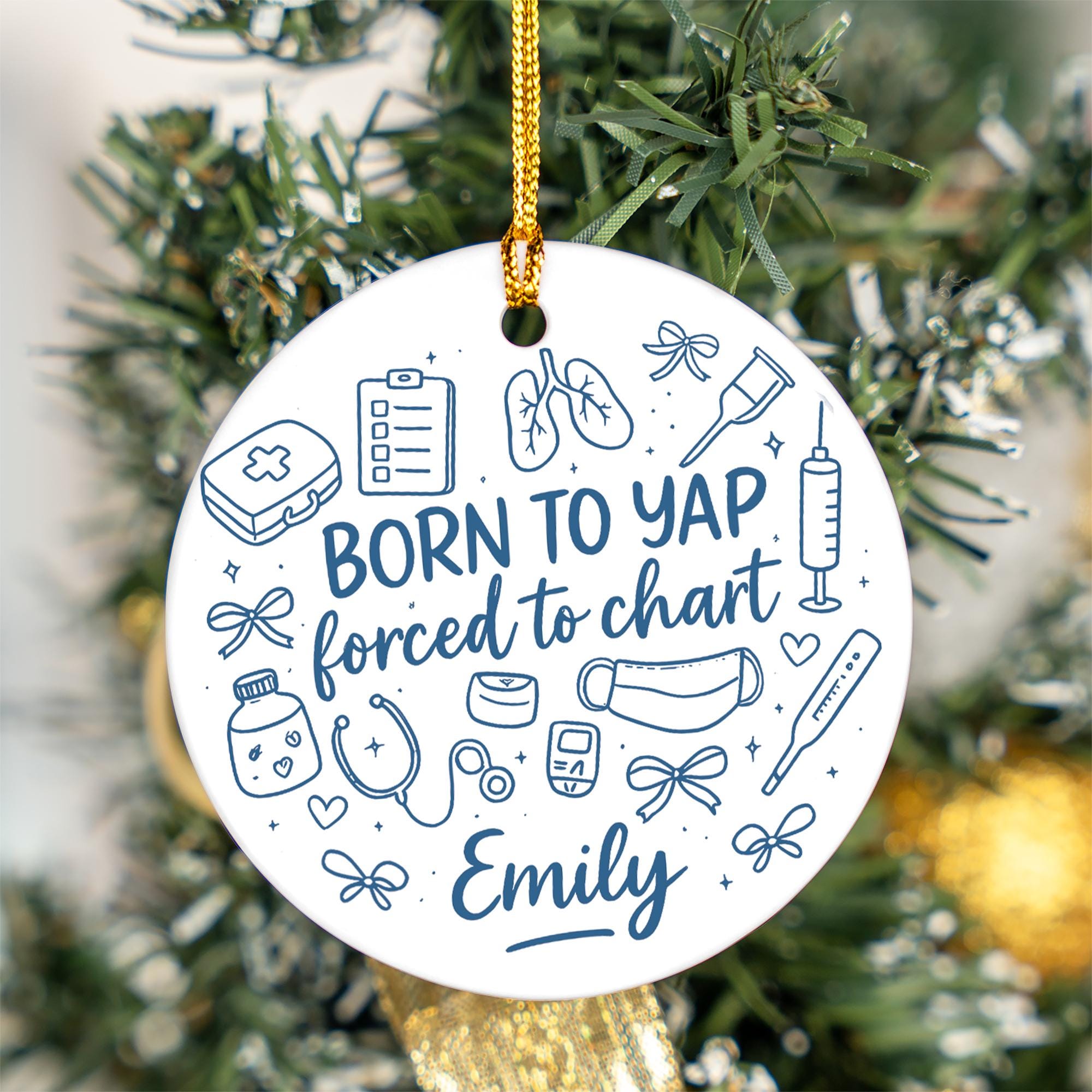Funny Nurse Ornament with Name | Personalized Nurse Gift | Christmas Medical Appreciation Decoration