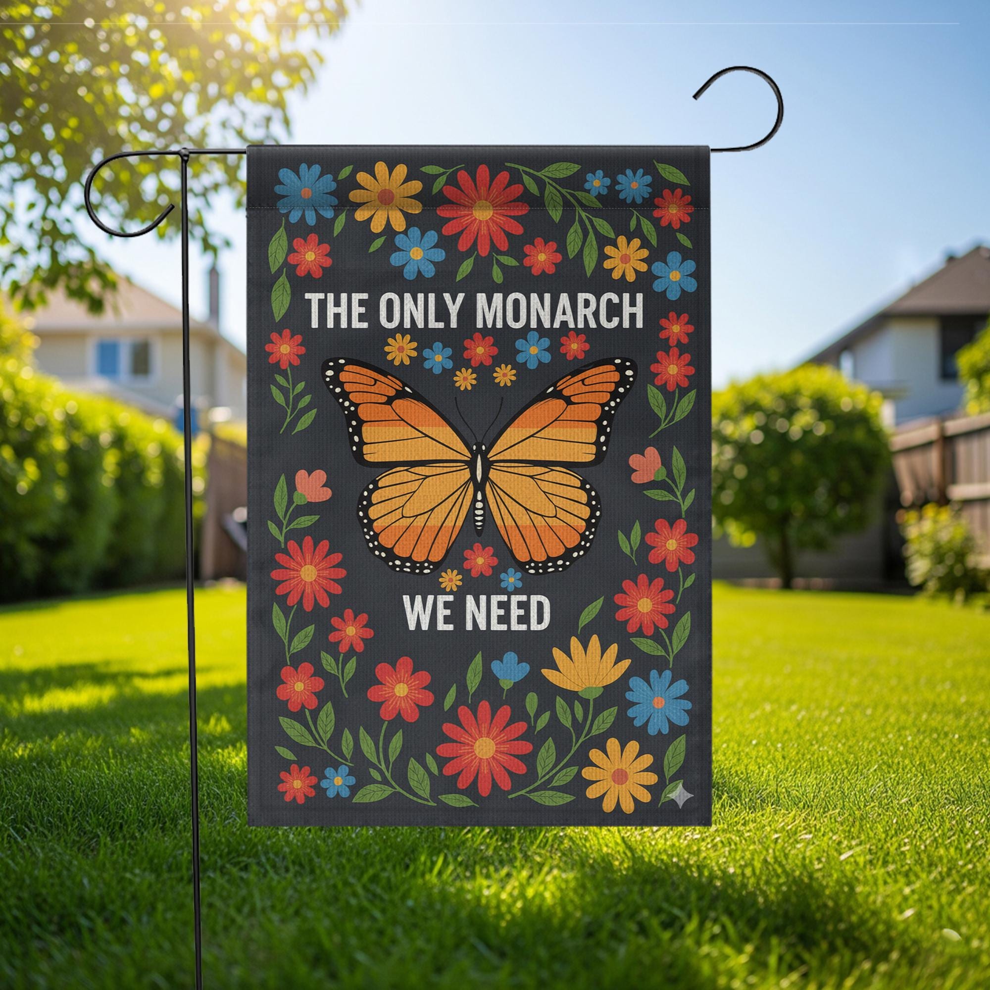 Monarch Butterfly Garden Flag | Outdoor Yard Decoration | Colorful Floral Flag for Pollinator Lovers