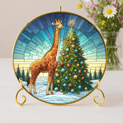 Glass Suncatcher Giraffe Christmas Tree Holiday Window Decor