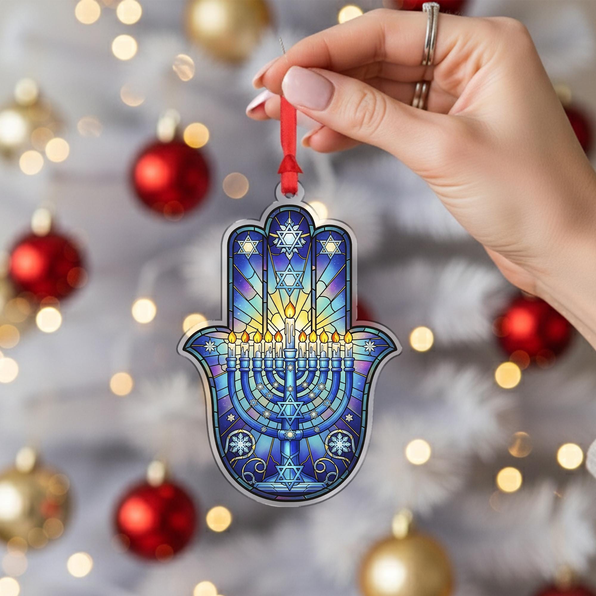 Hanukkah Ornament Menorah Hamsa Holiday Decor