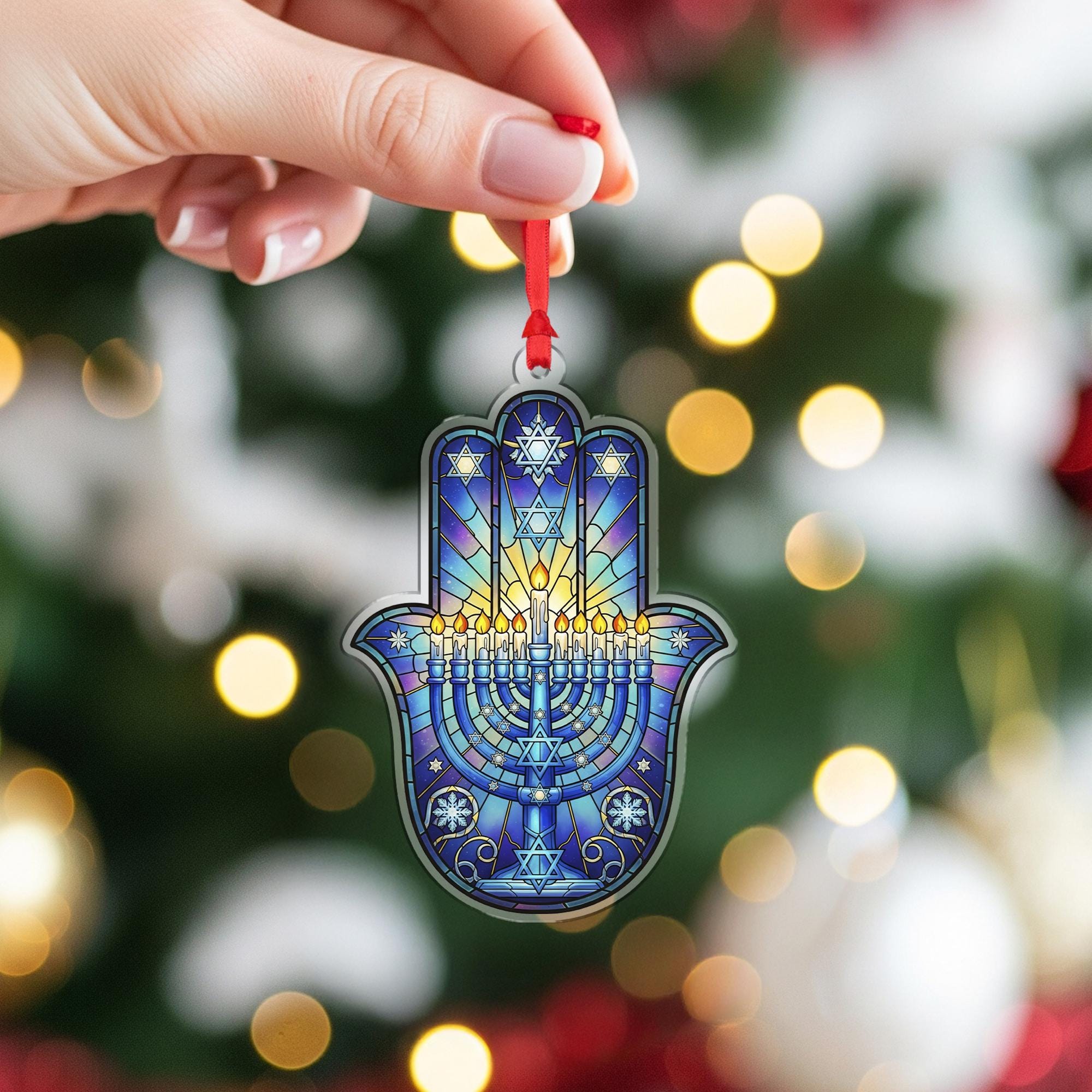 Hanukkah Ornament Menorah Hamsa Holiday Decor