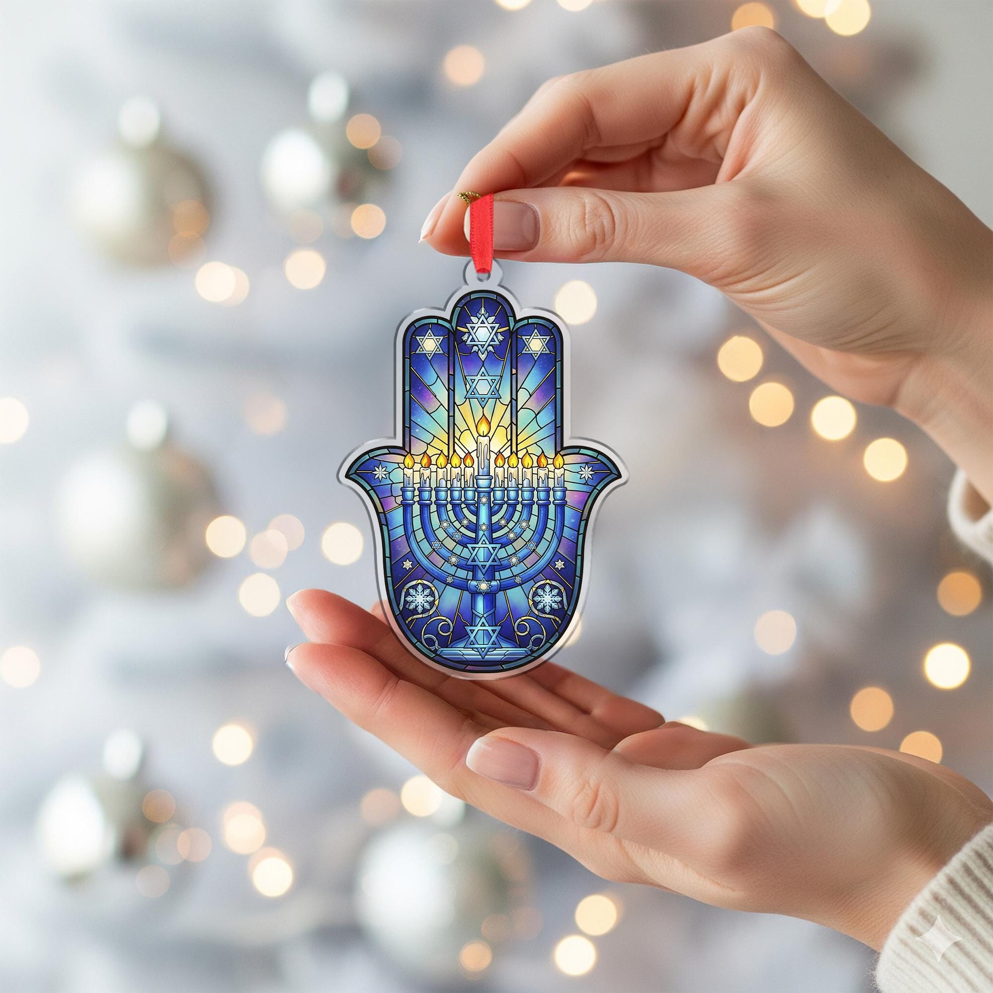 Hanukkah Ornament Menorah Hamsa Holiday Decor