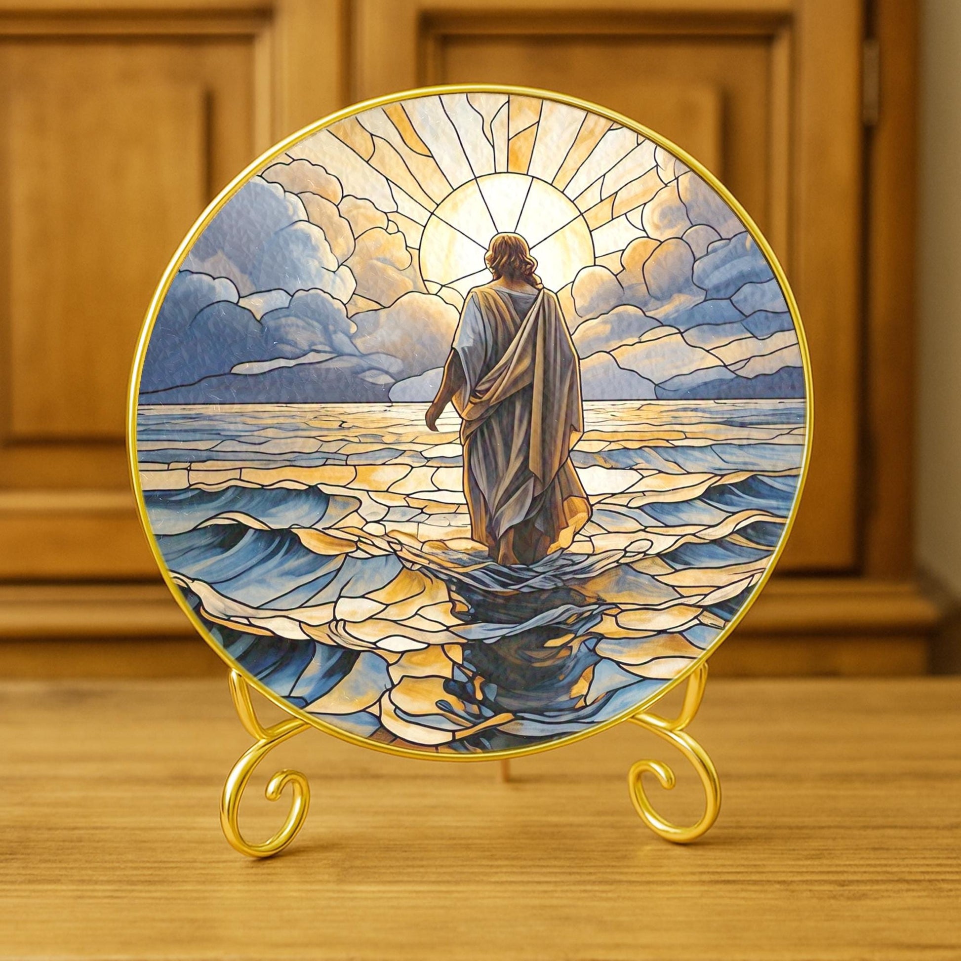 Jesus Glass Suncatcher Christian Window Hanging Decor