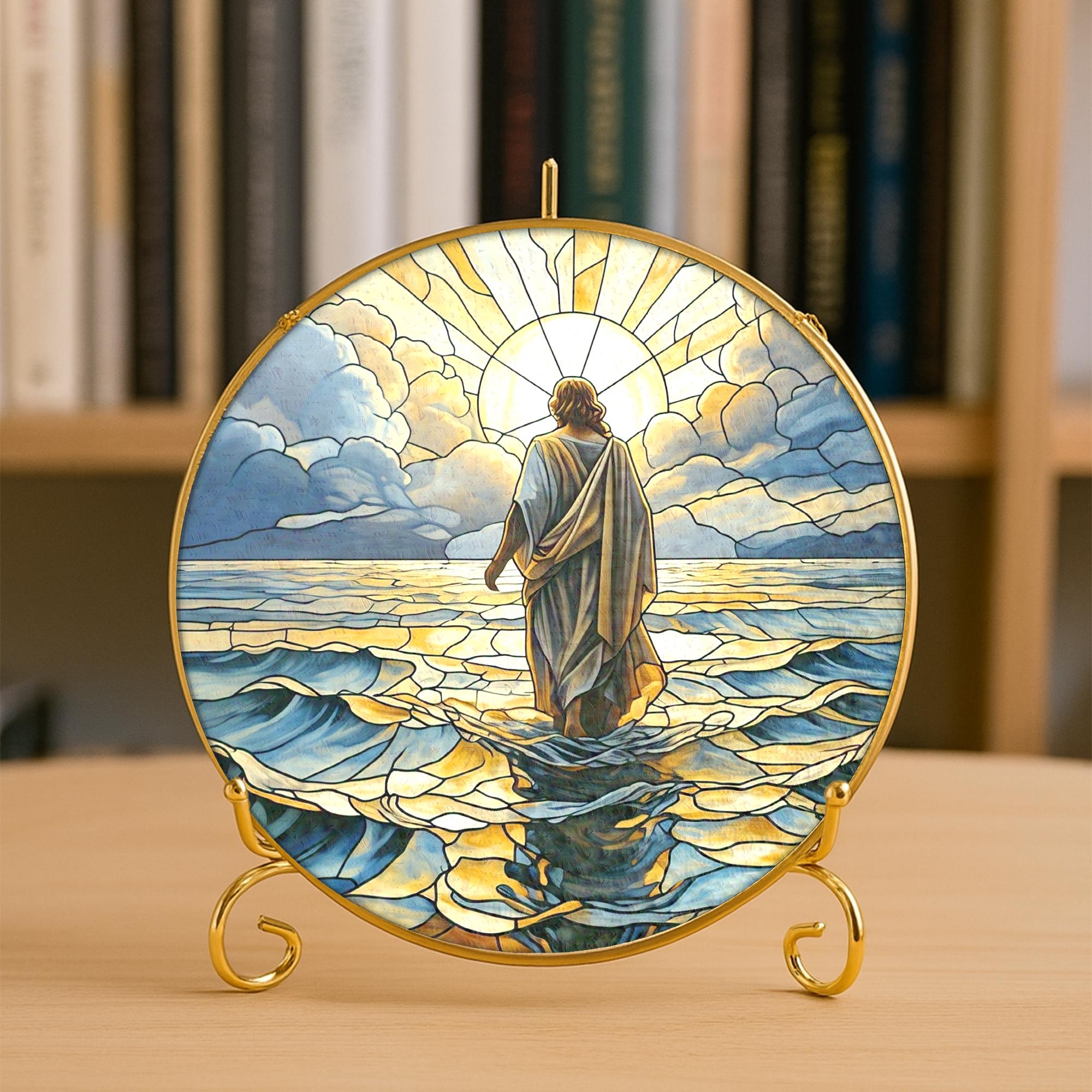 Jesus Glass Suncatcher Christian Window Hanging Decor