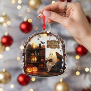 Custom Ghost Reading Book Ornament: Acrylic Halloween Reading Nook Decor