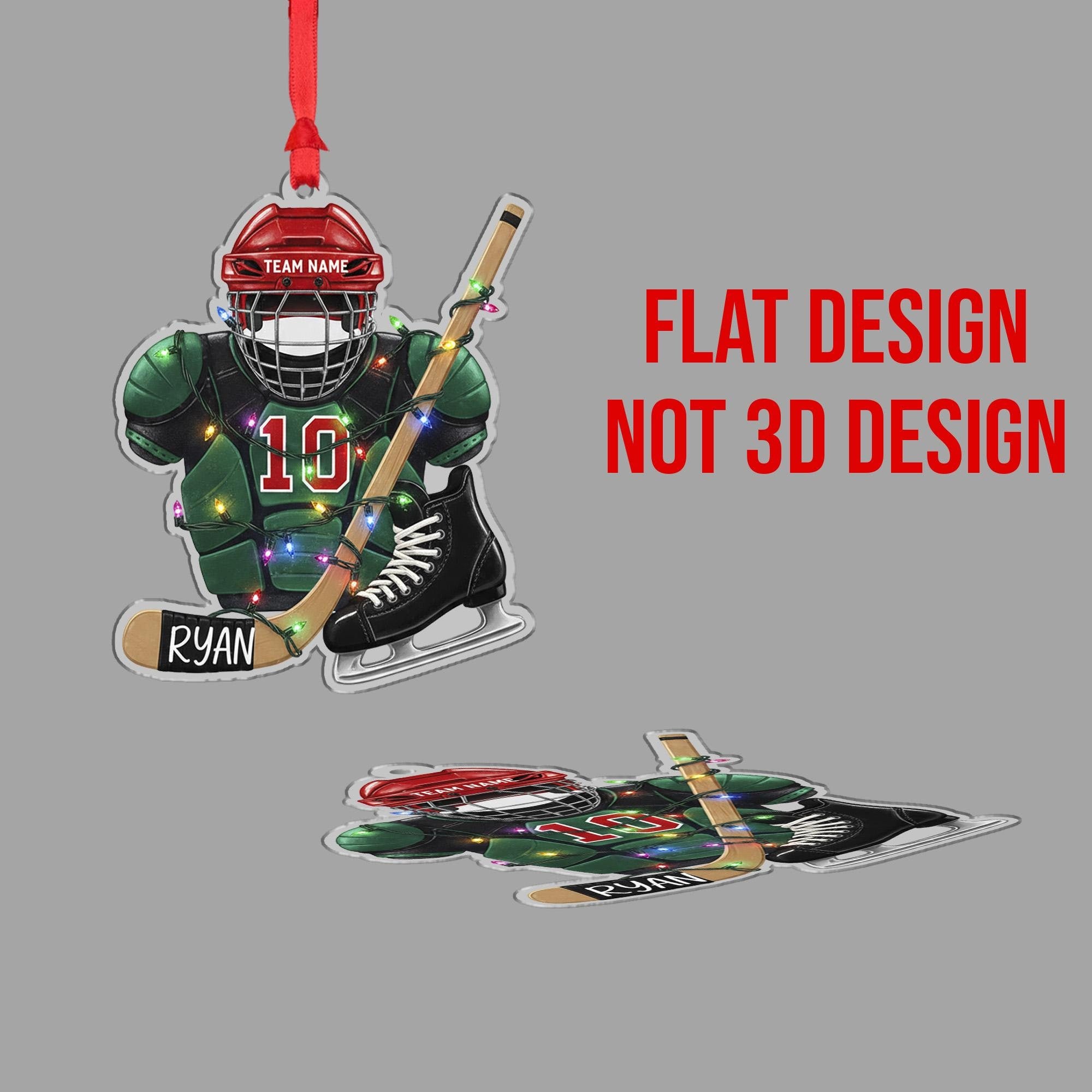 Personalized Hockey Ornament: Custom Player Number & Name