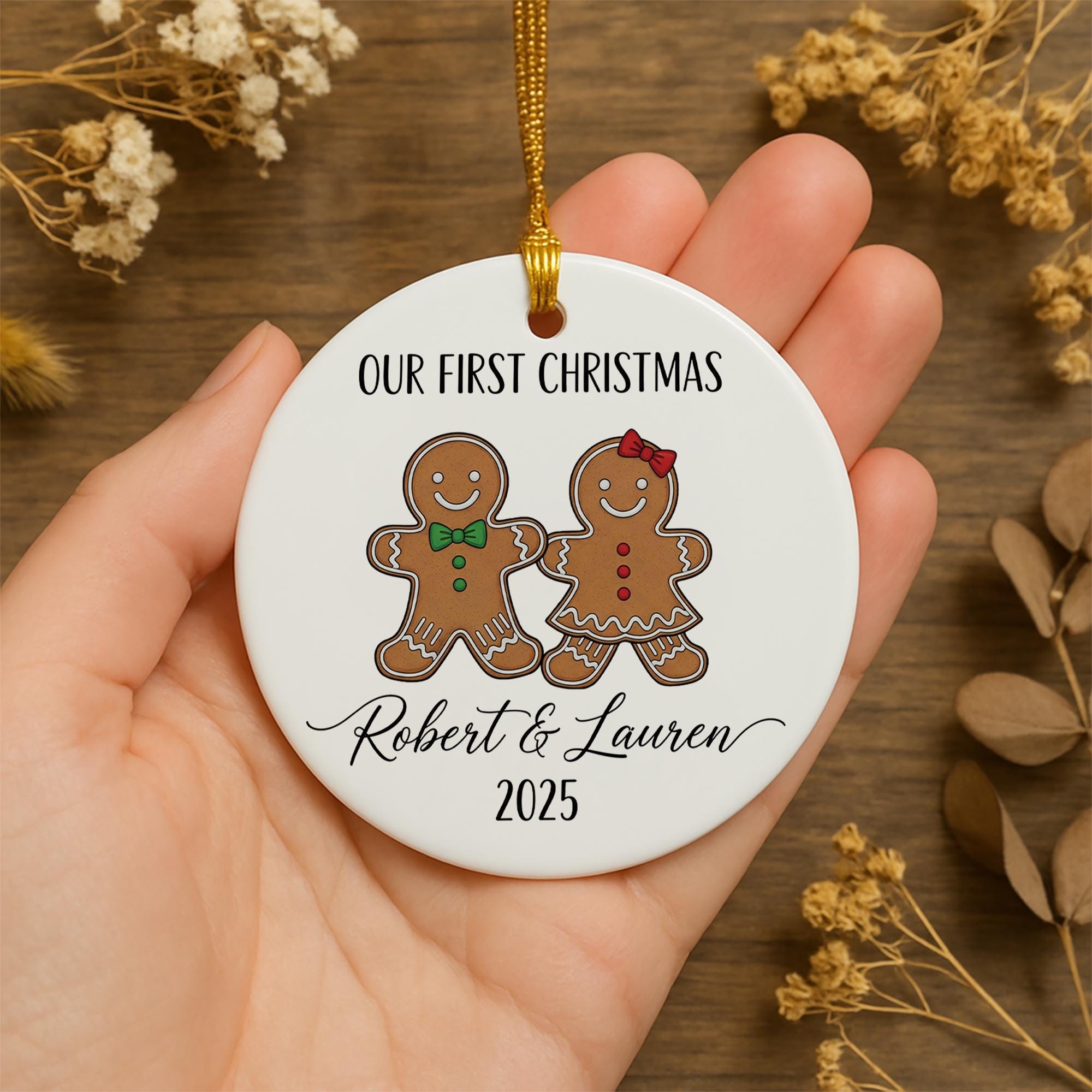 Personalized Gingerbread Couple Ornament: Our First Christmas Keepsake