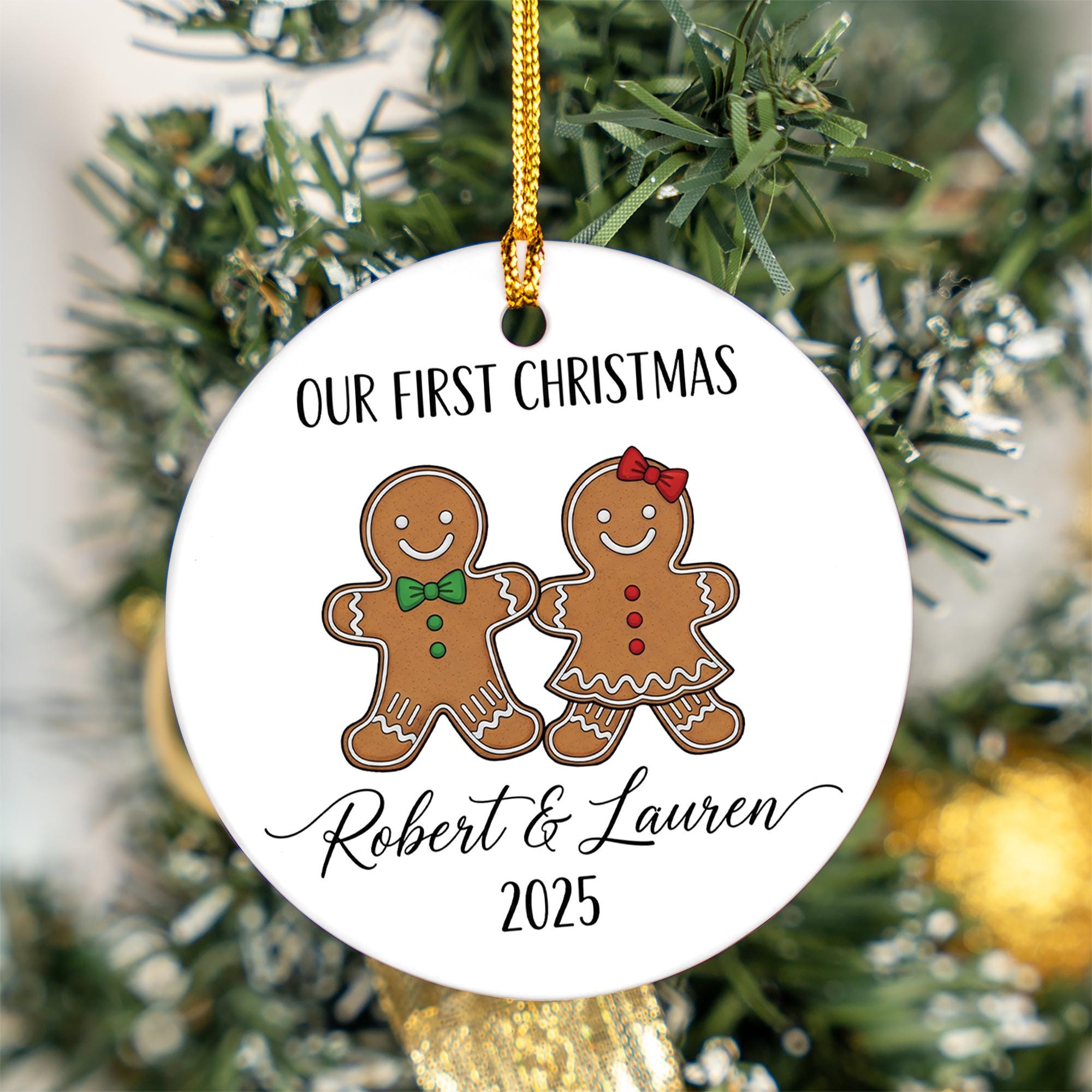 Personalized Gingerbread Couple Ornament: Our First Christmas Keepsake