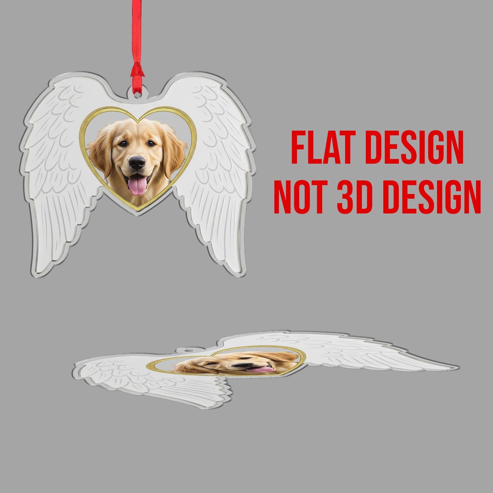 Angel Wings Photo Ornament Heart: Pet Portrait Hanging Decoration