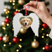 Angel Wings Photo Ornament Heart: Pet Portrait Hanging Decoration
