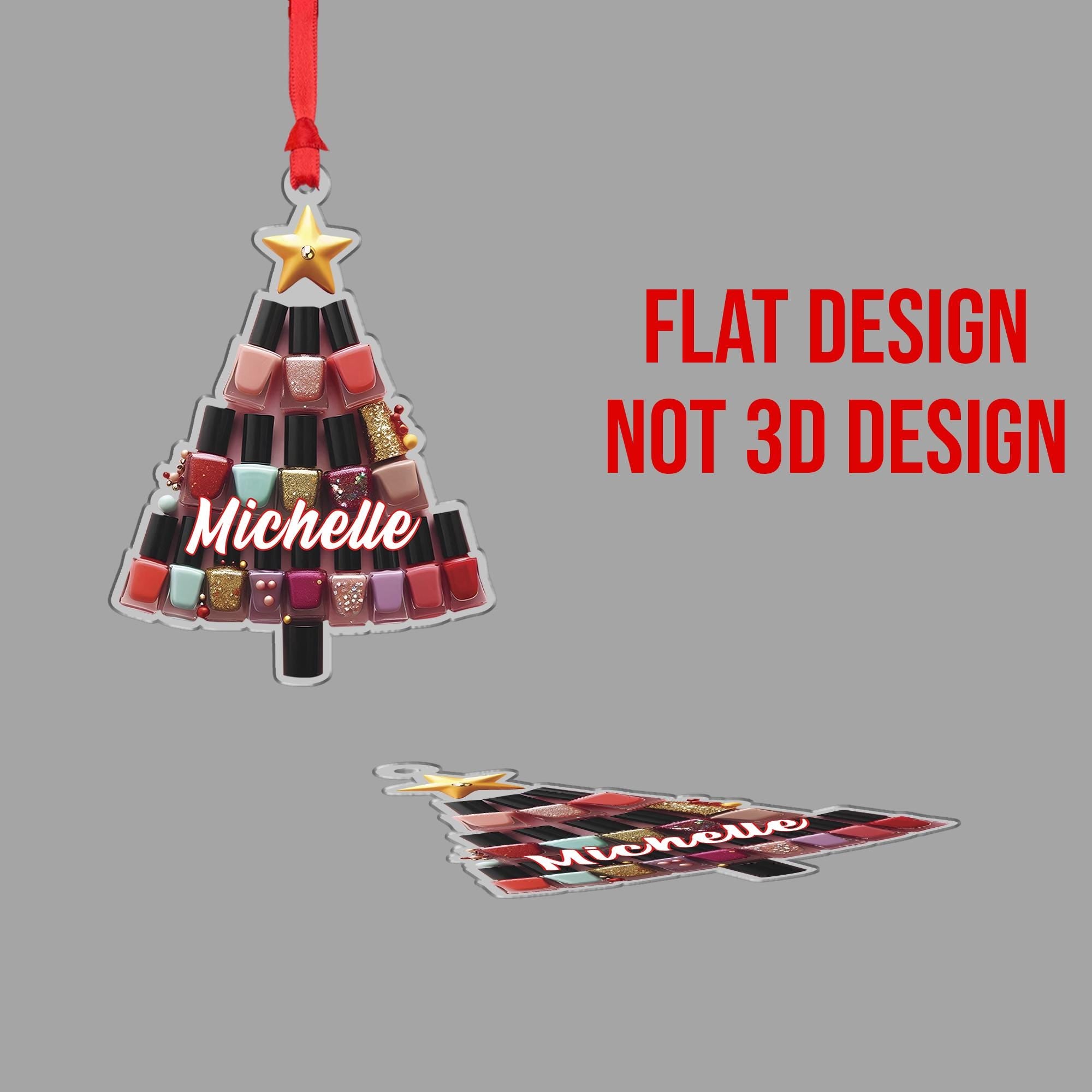 Personalized Christmas Tree Ornament, Nail Polish Design, Custom Name Hanging Decoration
