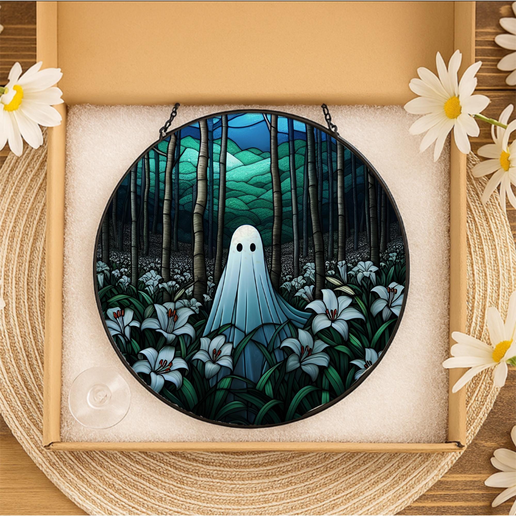 Ghost Suncatcher: Forest Lilies Window Ornament