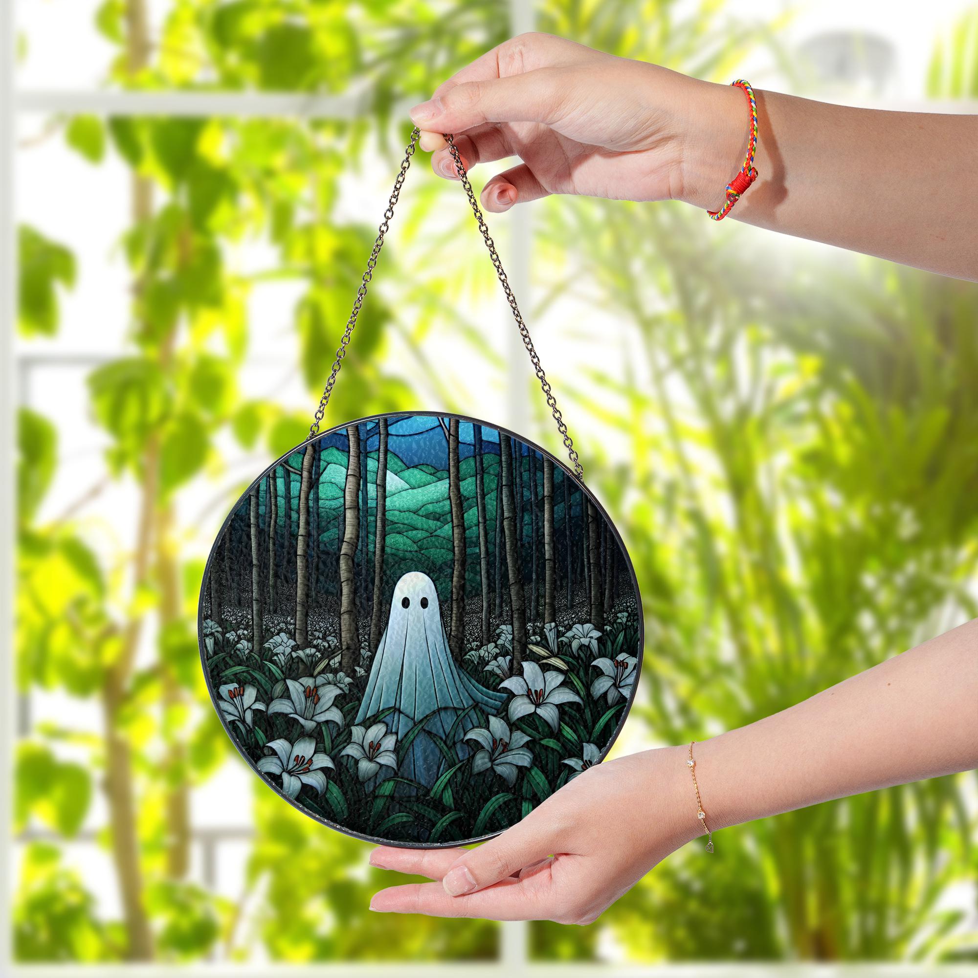 Ghost Suncatcher: Forest Lilies Window Ornament