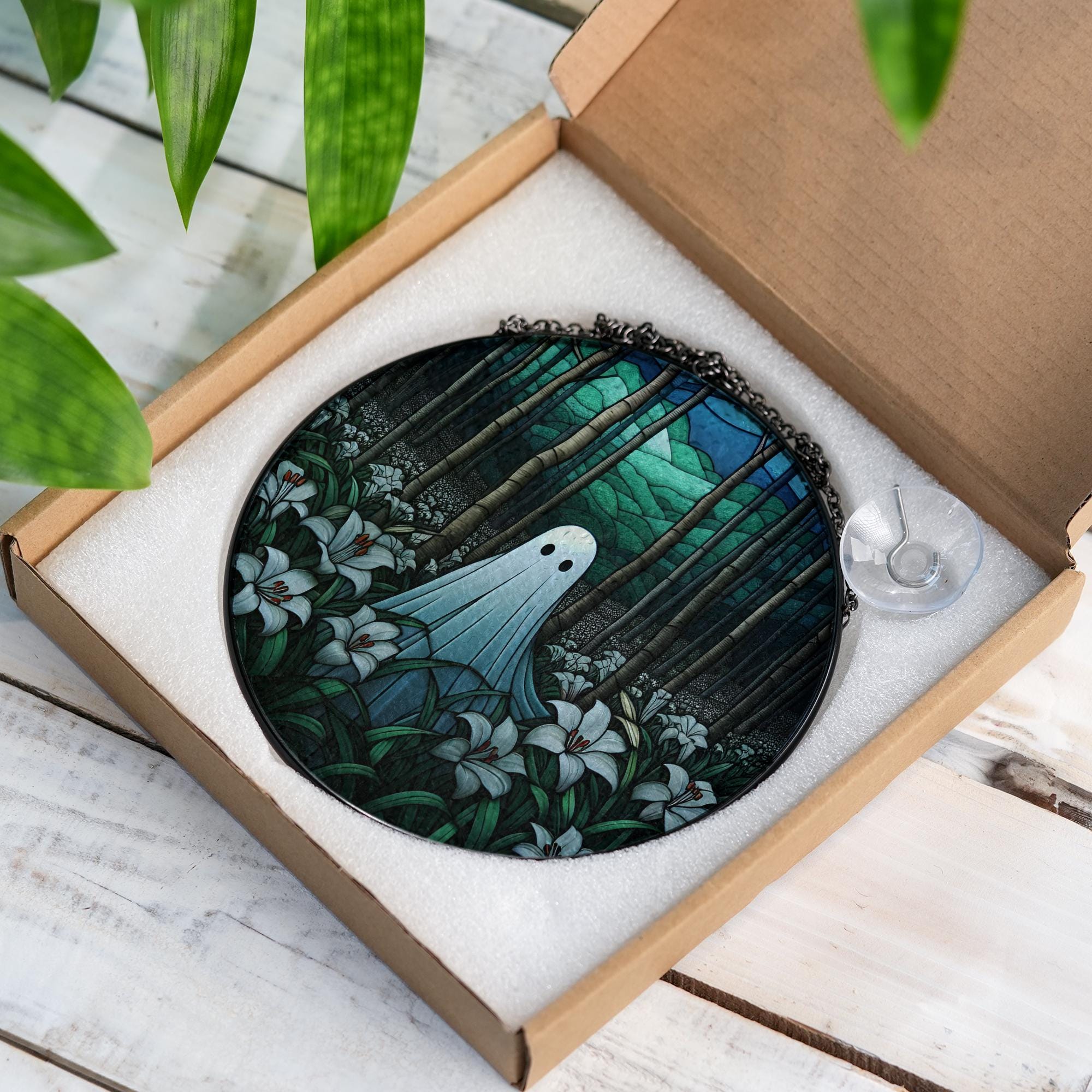 Ghost Suncatcher: Forest Lilies Window Ornament