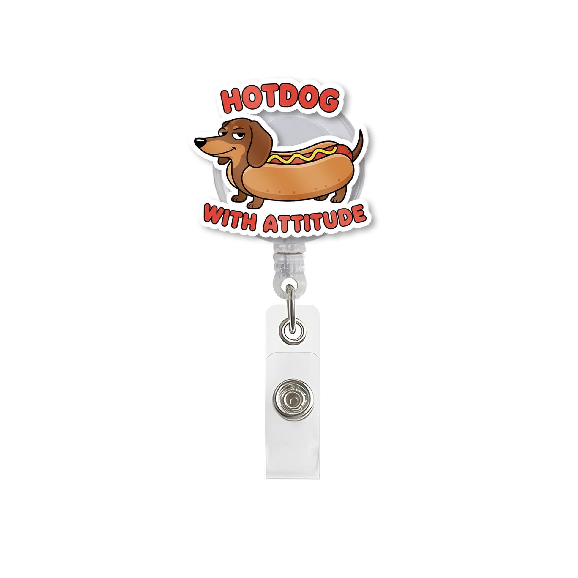 Dachshund Hot Dog Badge Reel - Animal Fun Nurse ID Clip, Work Accessory