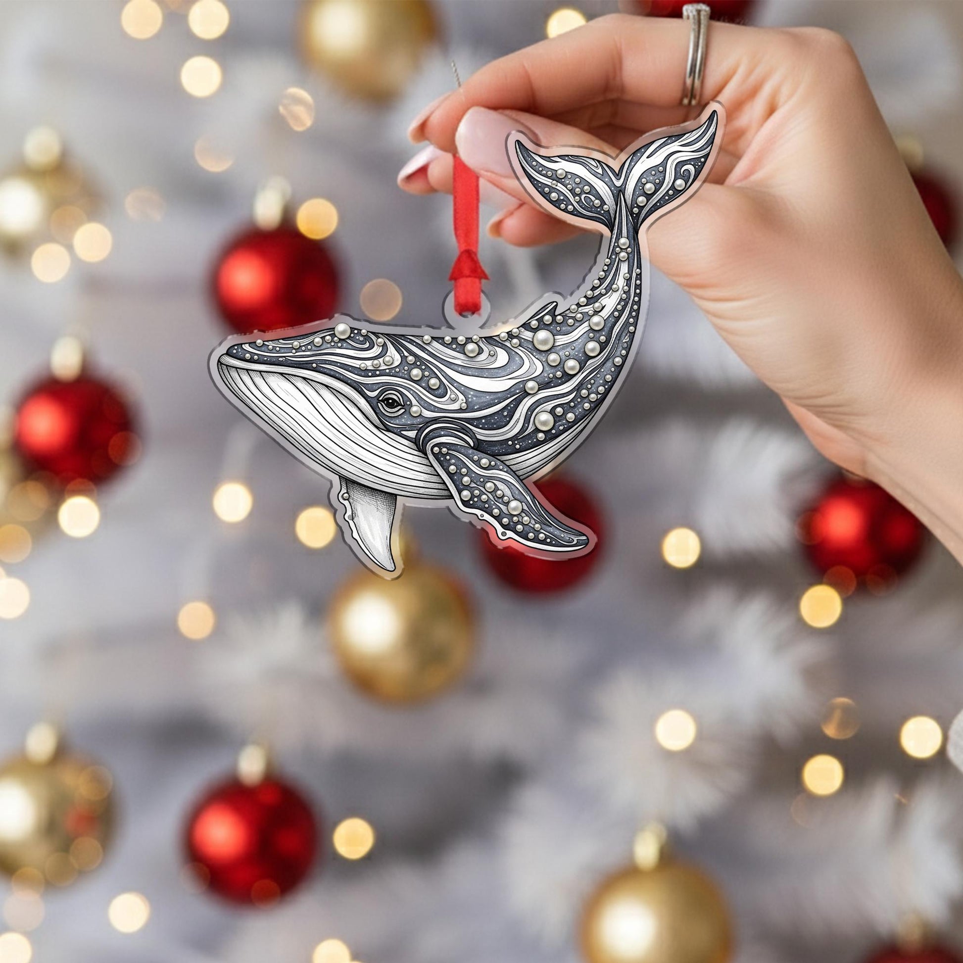 Whale Ornament Christmas Suncatcher Ocean Nautical Holiday Decor