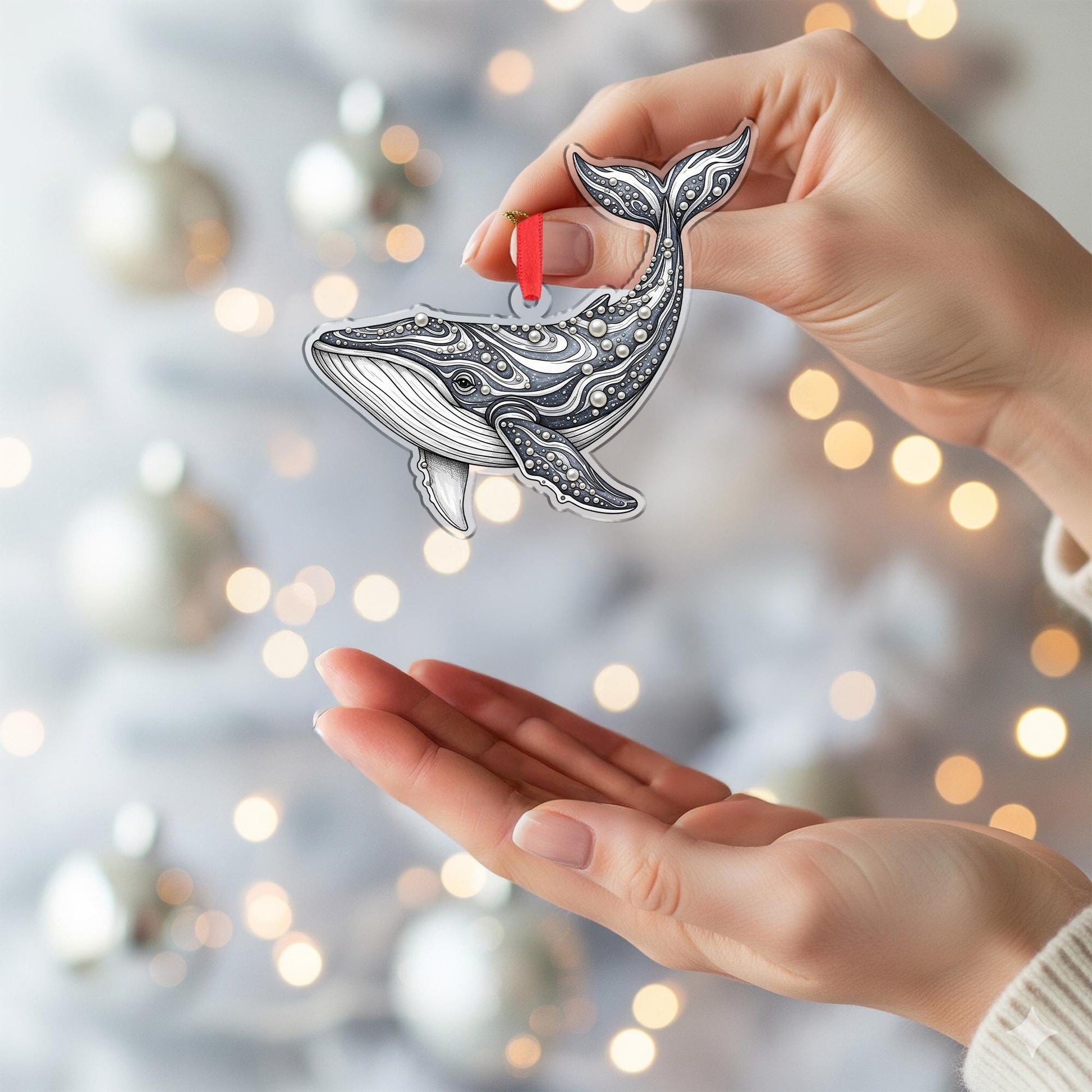Whale Ornament Christmas Suncatcher Ocean Nautical Holiday Decor