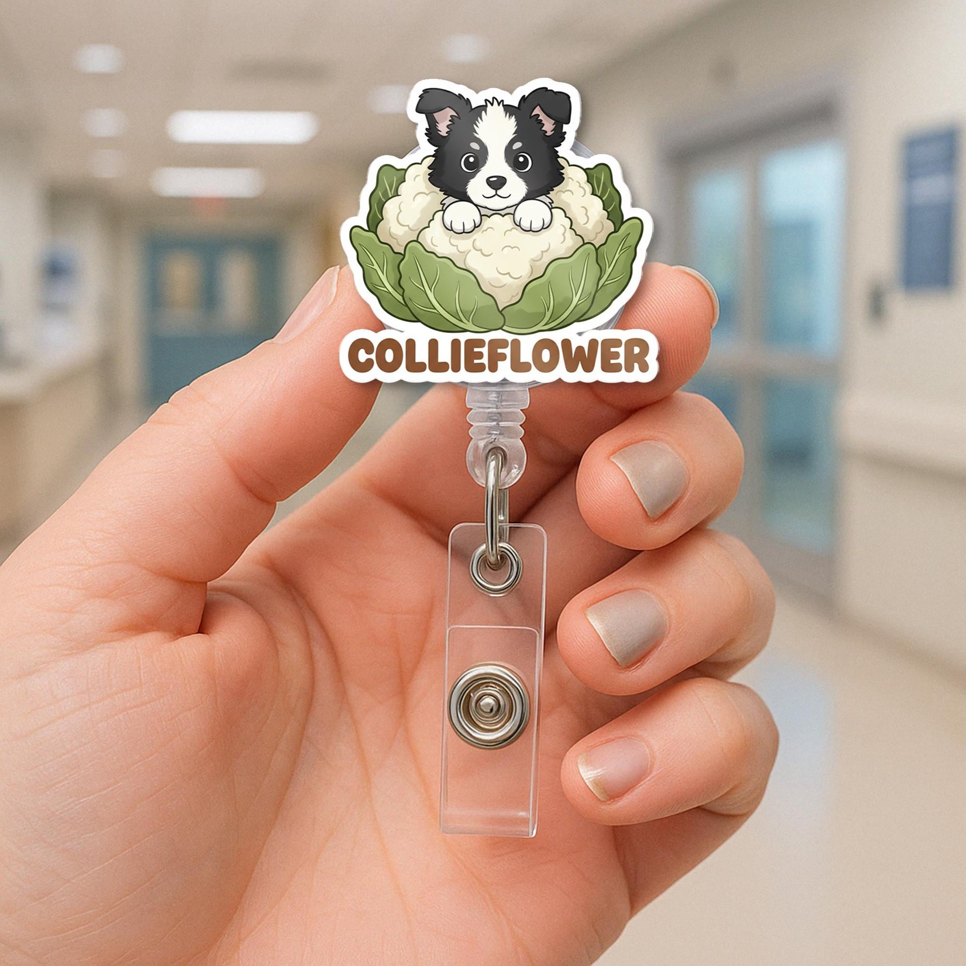 Collieflower Dog Badge Reel - Retractable ID Holder