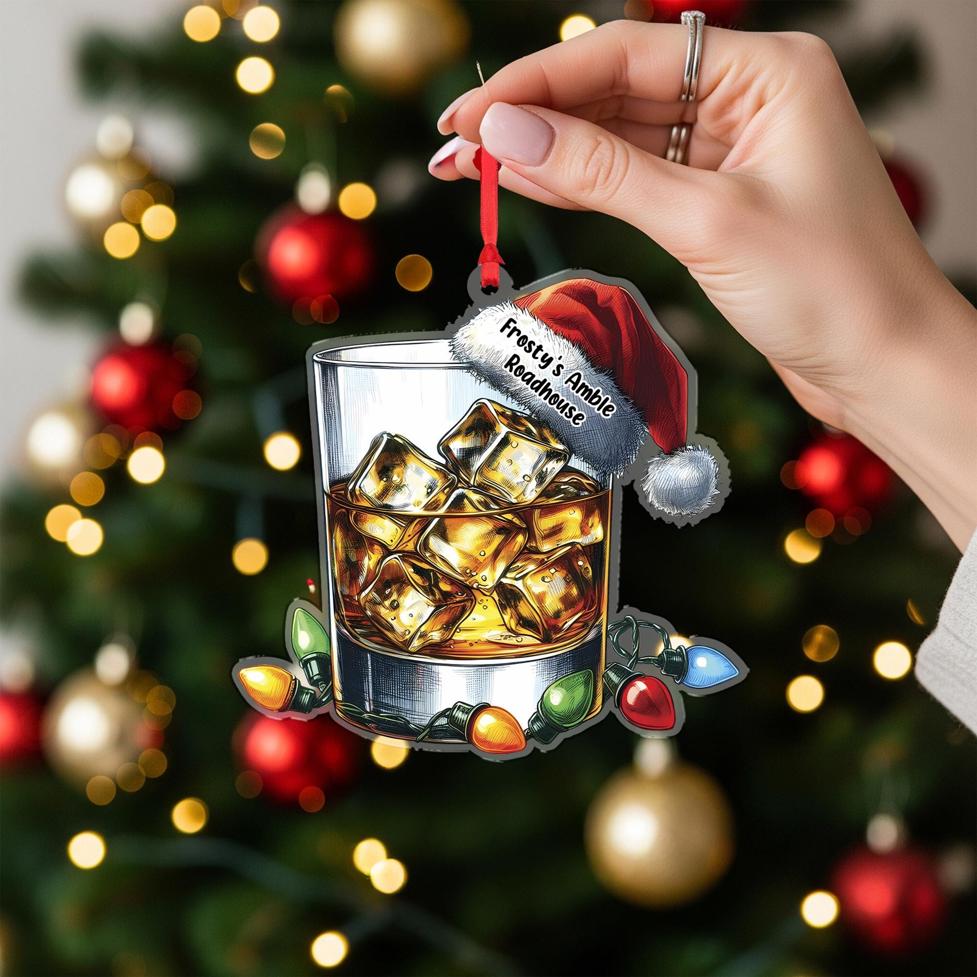 Personalized Whiskey Ornament - Custom Bourbon Christmas Tree Decoration