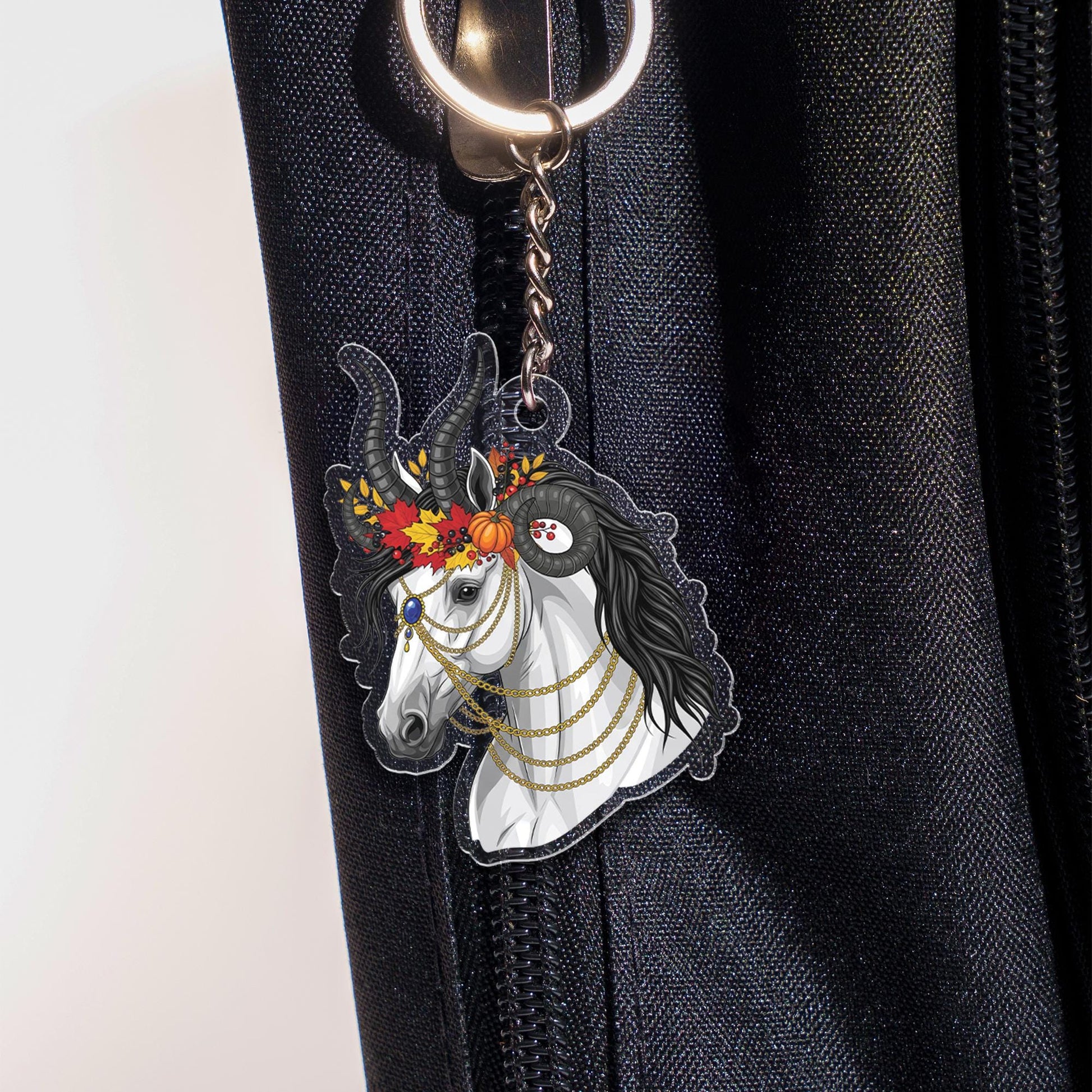 Gothic Unicorn Keychain: Acrylic Fantasy Horse Charm