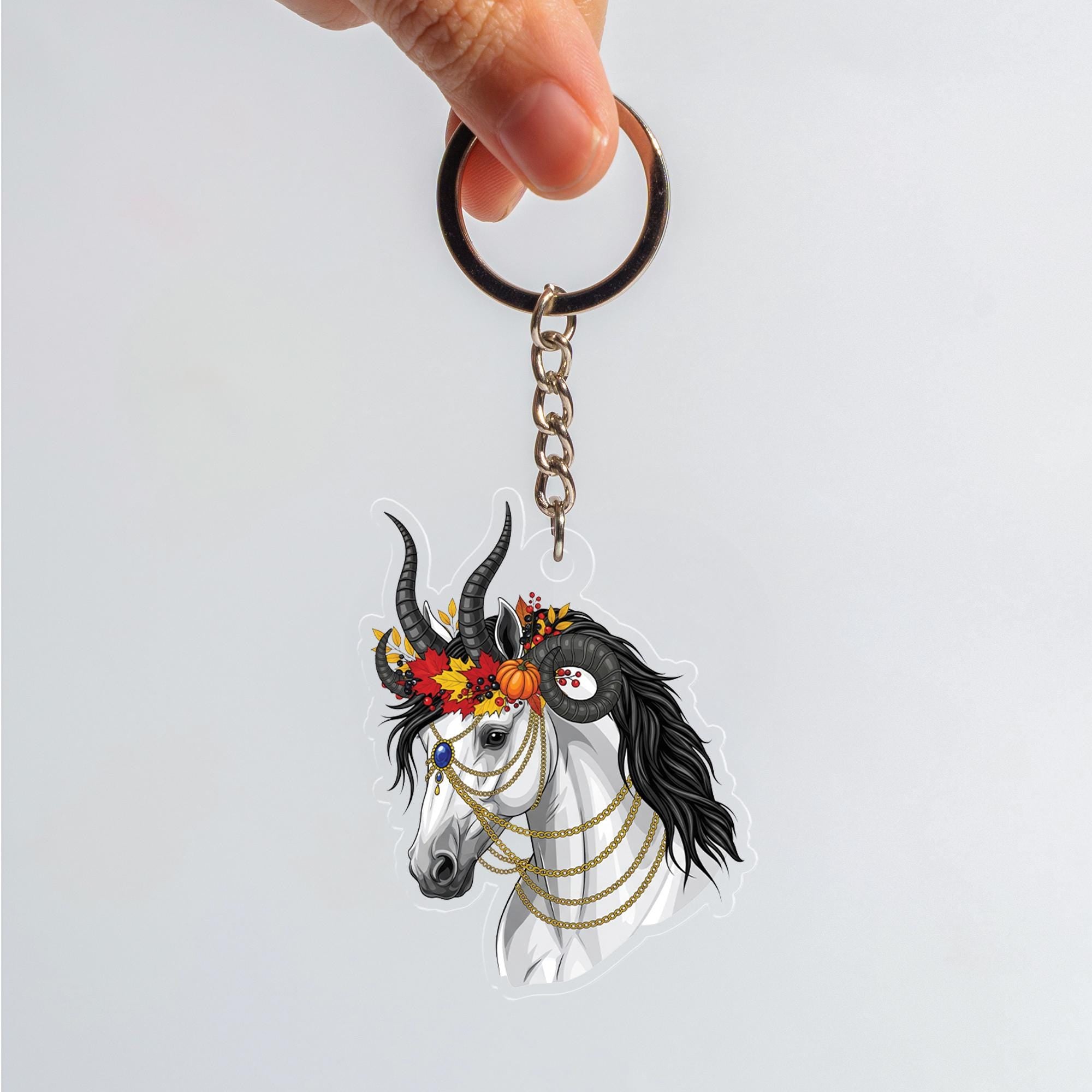 Gothic Unicorn Keychain: Acrylic Fantasy Horse Charm