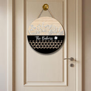 Custom Wooden Family Name Sign: Farmhouse Floral Pumpkin Door Hanger