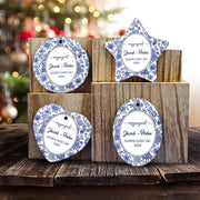 Personalized Chinoiserie Engagement Ornament: Custom Location, First Christmas