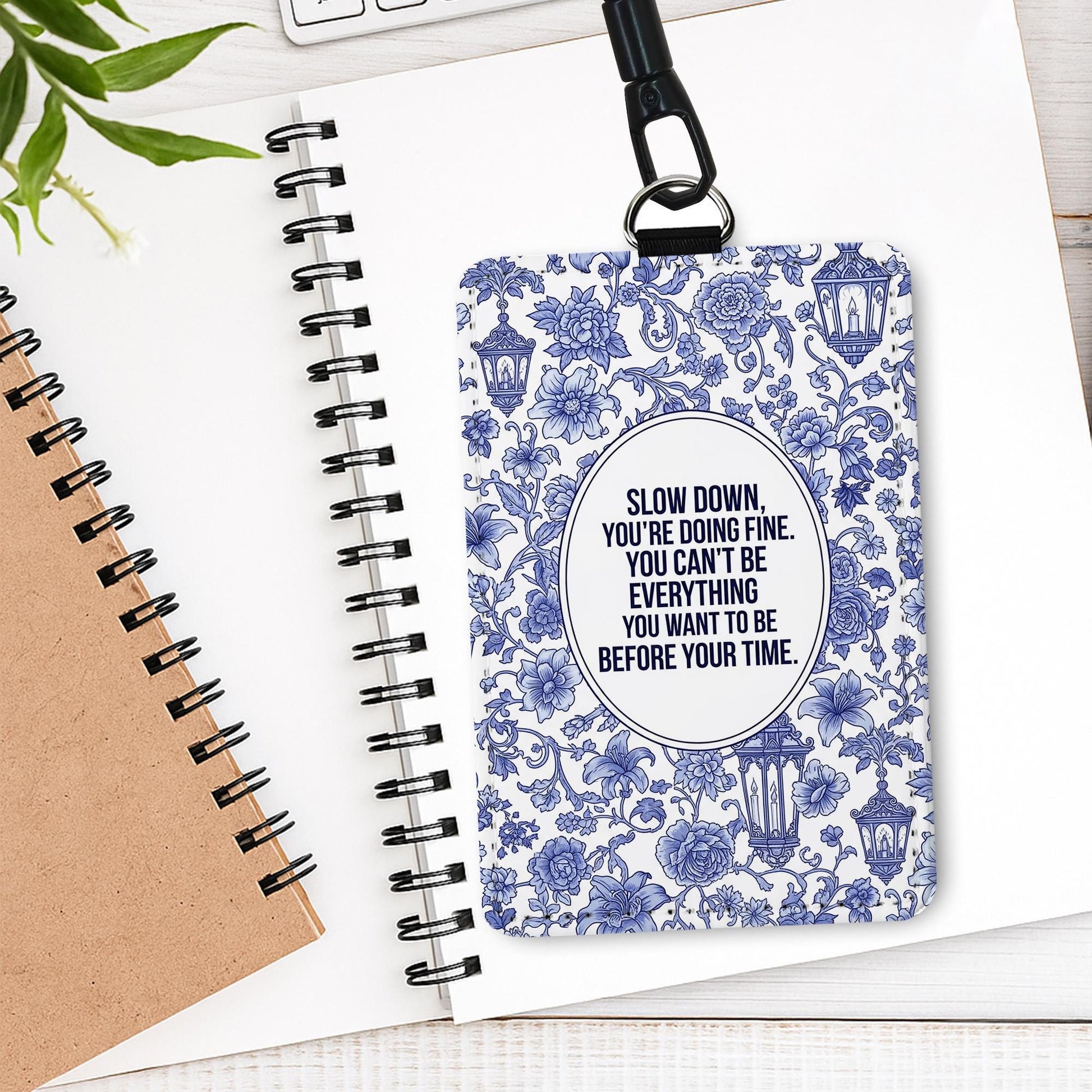 Chinoiserie Badge Holder: Grandmillennial ID Card, Inspirational Gift