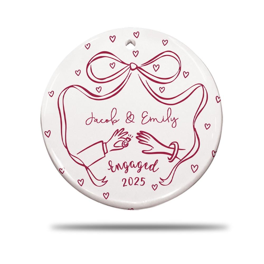Personalized Engagement Ornament: First Christmas Keepsake, Custom Names
