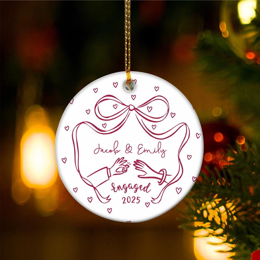 Personalized Engagement Ornament: First Christmas Keepsake, Custom Names