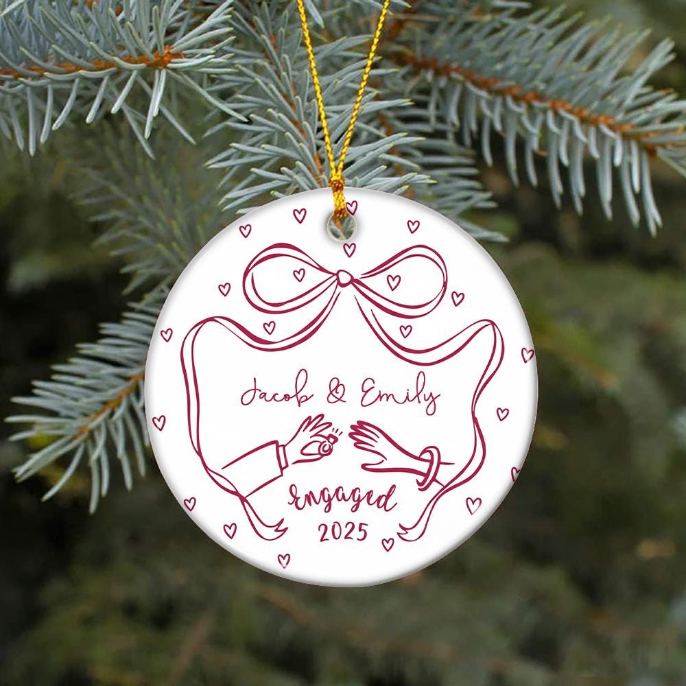 Personalized Engagement Ornament: First Christmas Keepsake, Custom Names