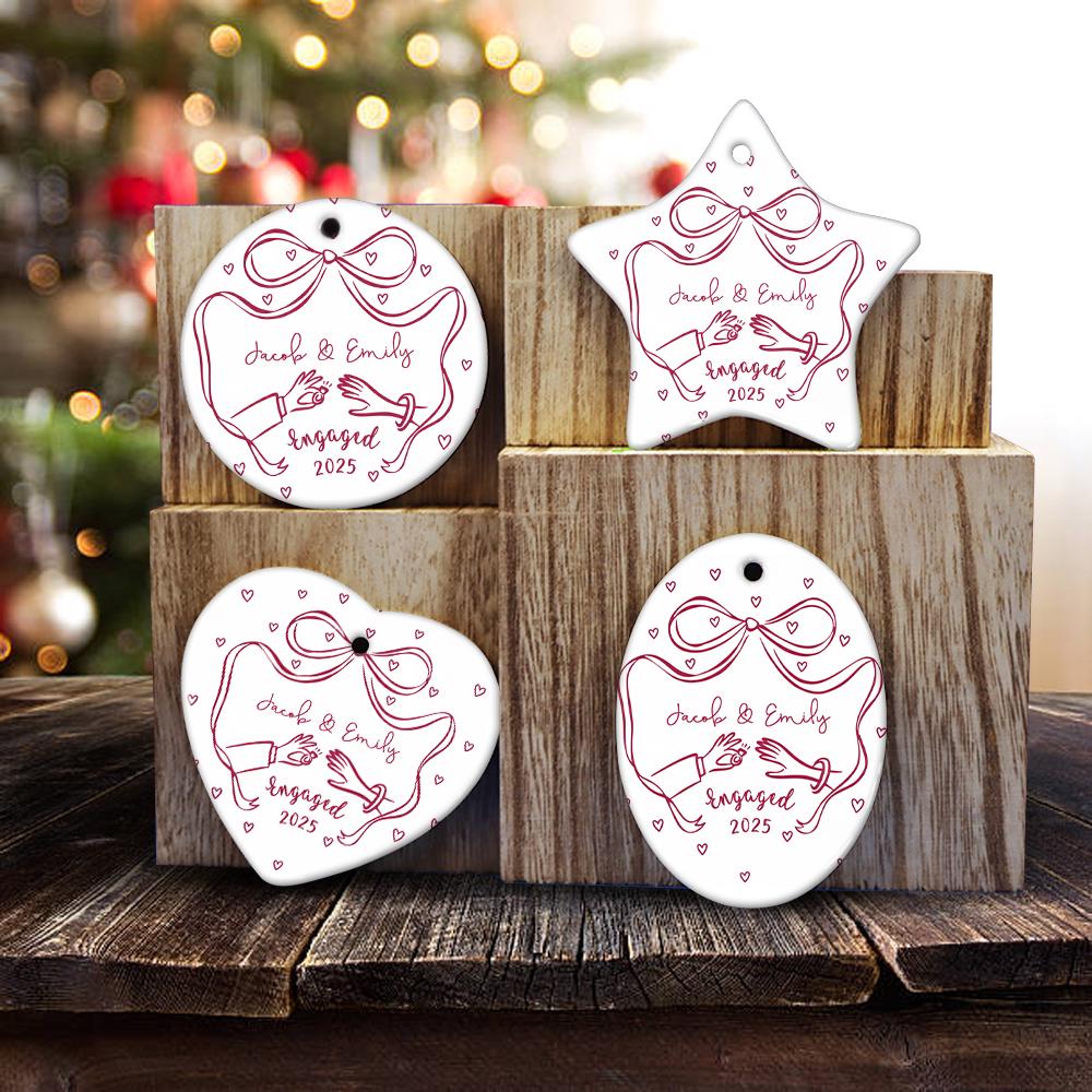 Personalized Engagement Ornament: First Christmas Keepsake, Custom Names