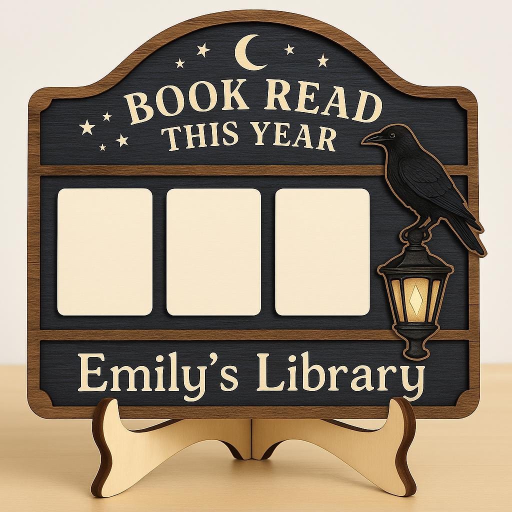Custom Wooden Book Tracker Sign: Reading Goal Library Decor